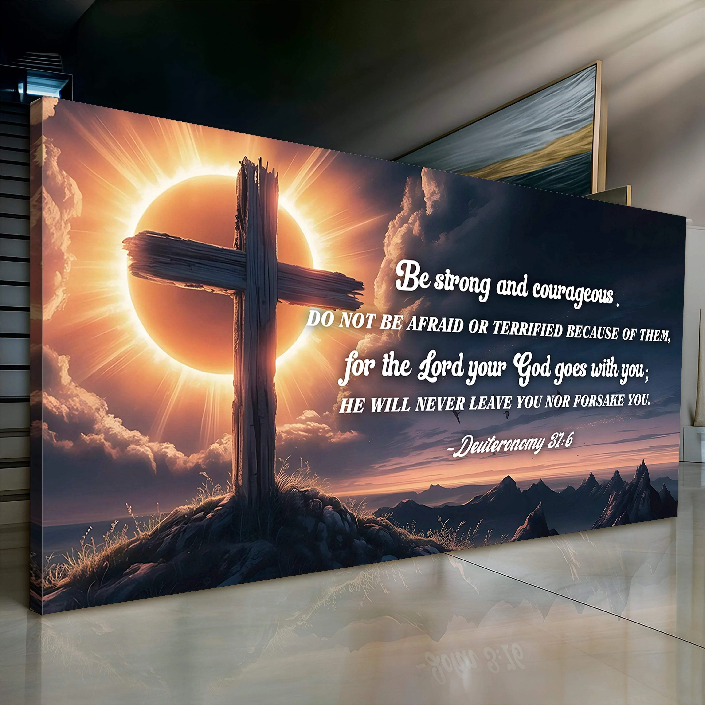 Deuteronomy 31:6 - He Will Never Leave Nor Forsake You Faith Sign - Image 2