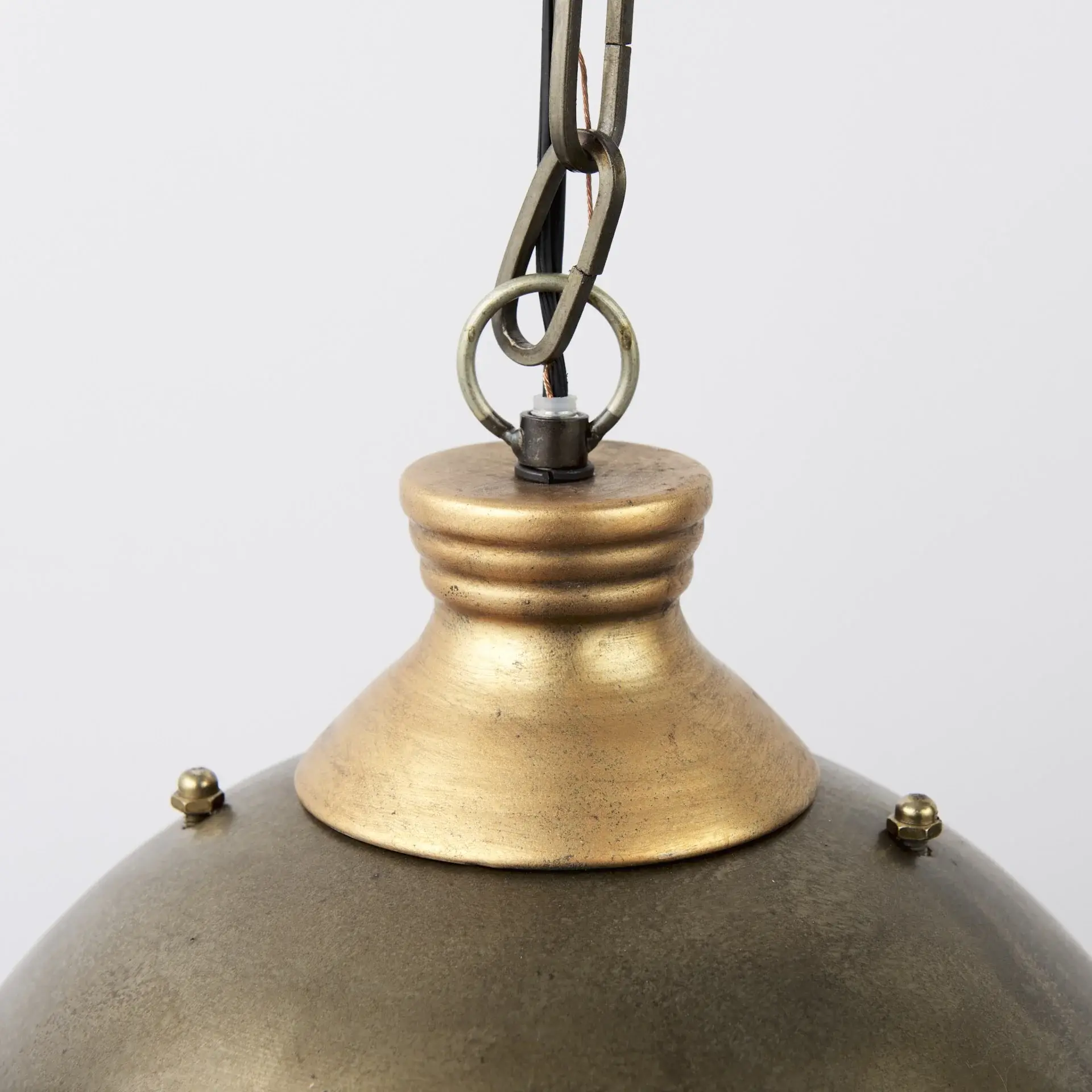 Distressed Bronze Metal Dome Hanging Light - Image 7