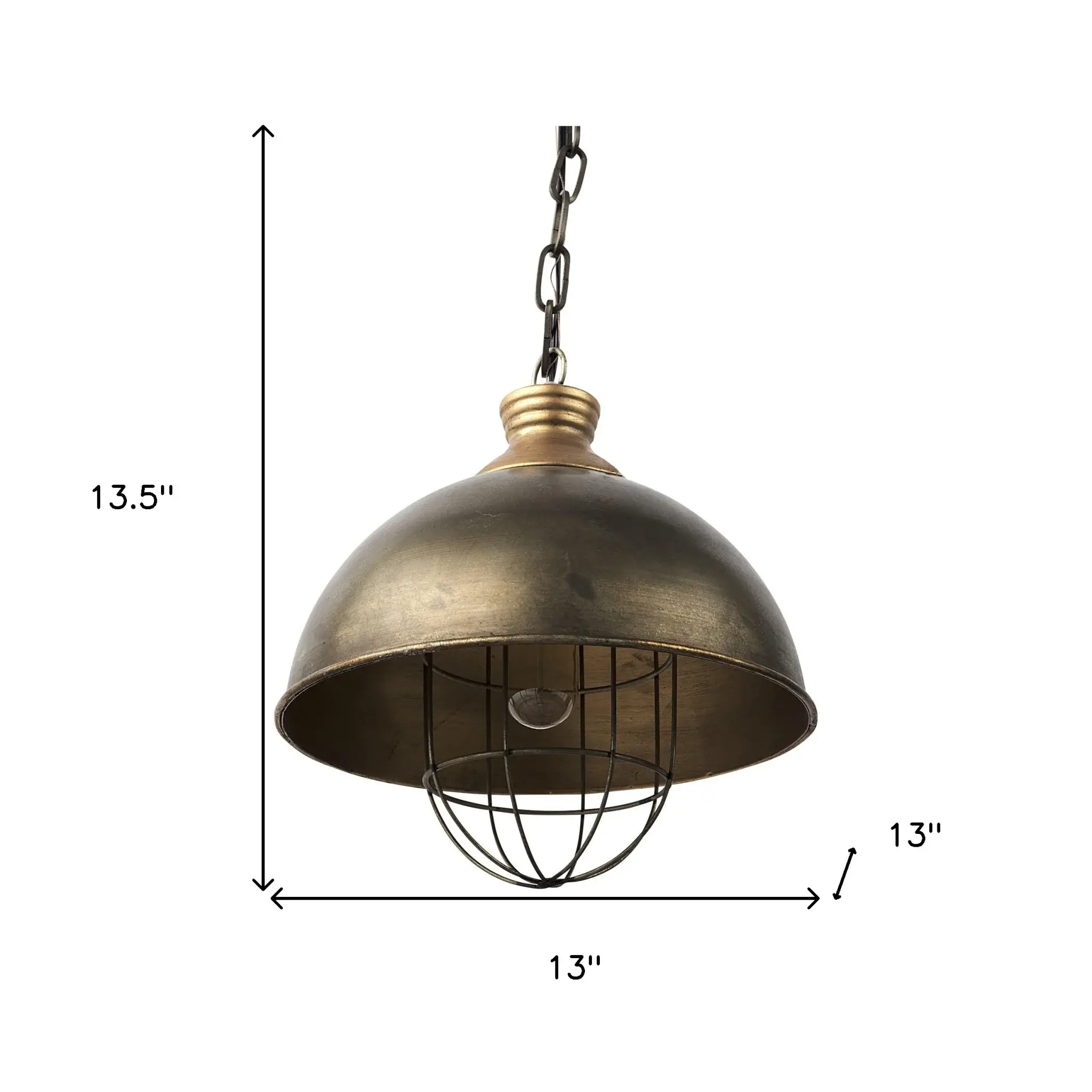 Distressed Bronze Metal Dome Hanging Light - Image 8