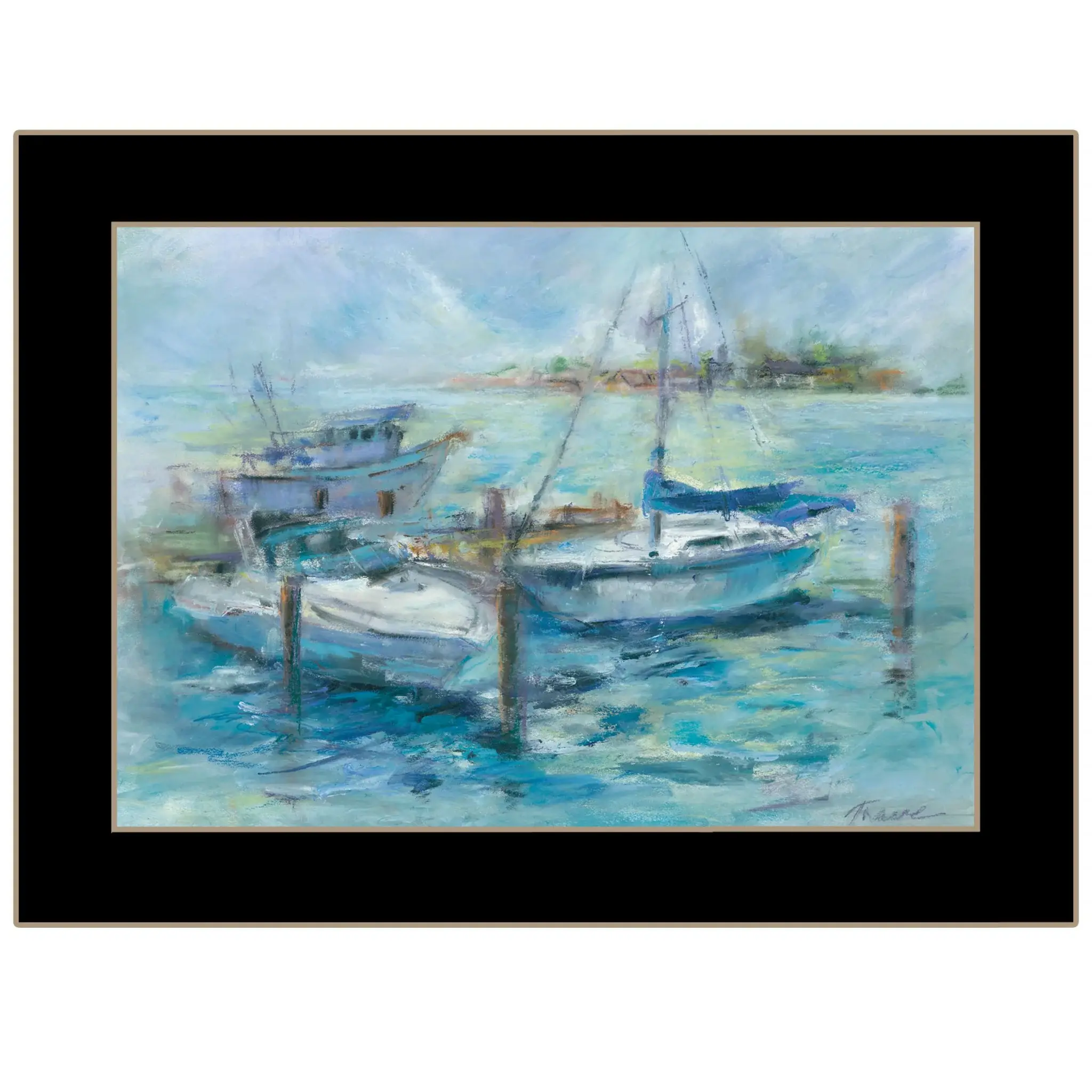Dockside 1 Black Framed Print Wall Art - Image 2