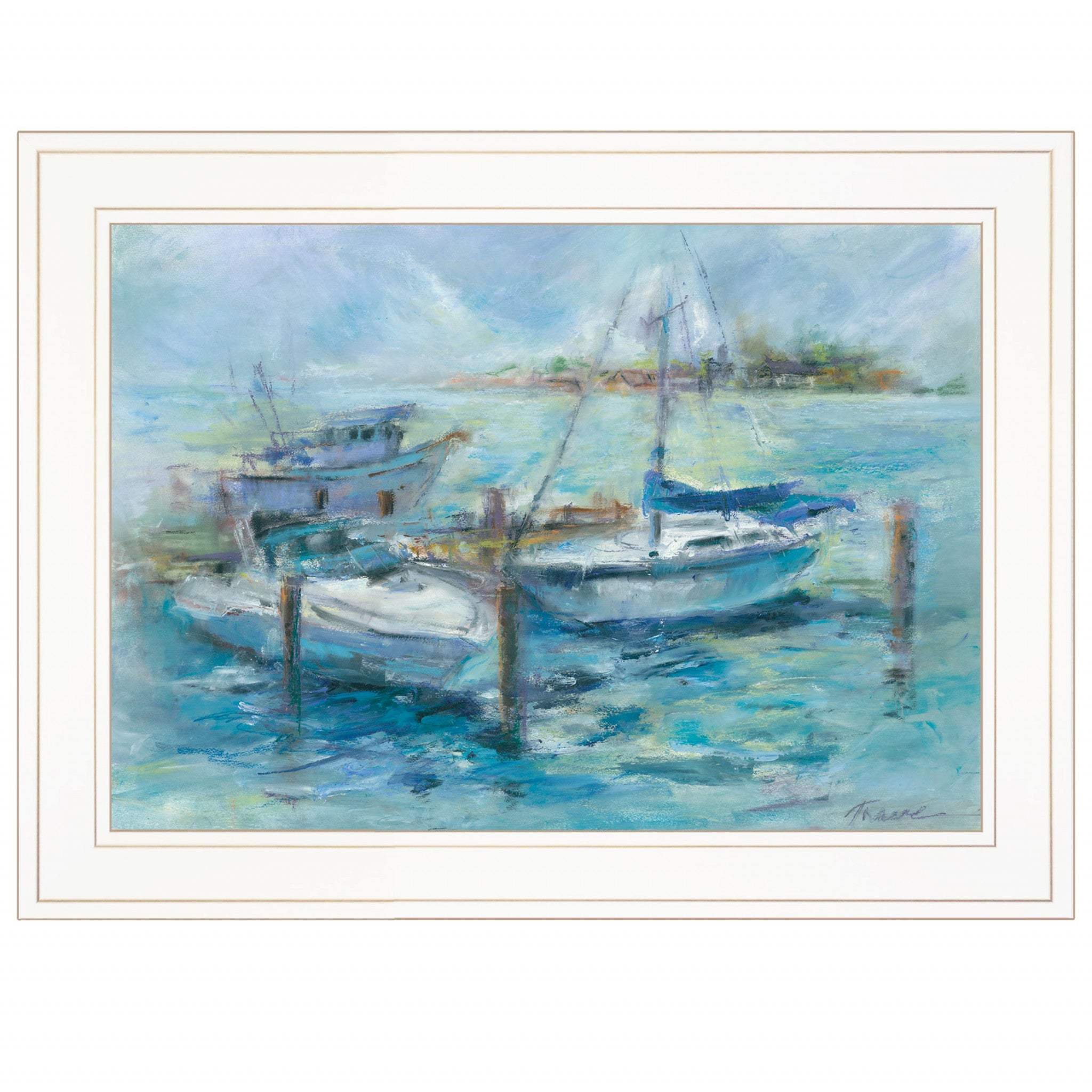 Dockside 2 White Framed Print Wall Art - Image 2