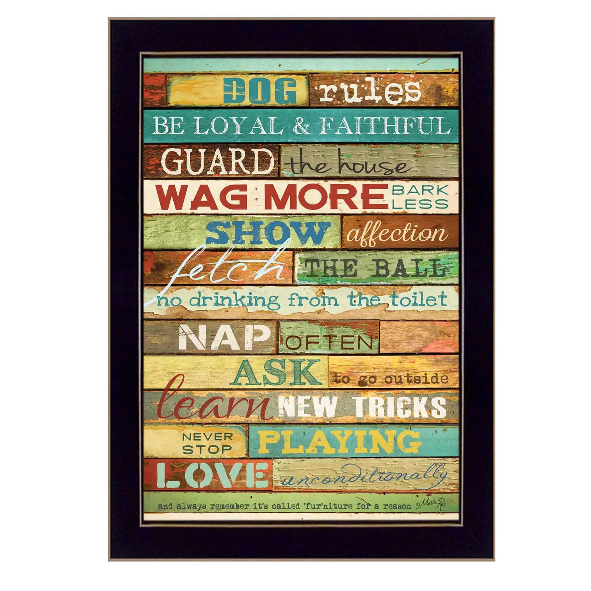 Dog Rules 1 Black Framed Print Wall Art - Image 2