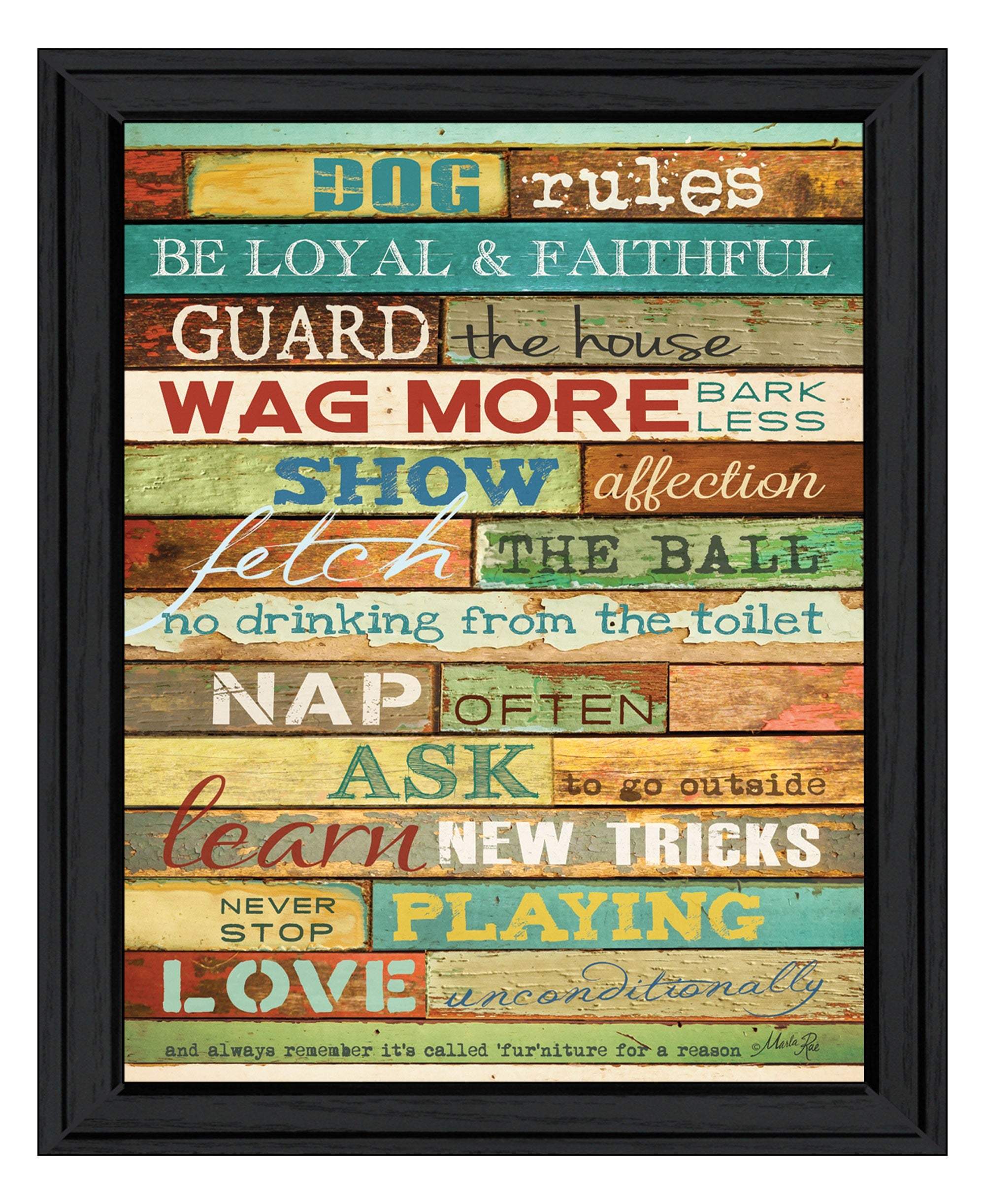 Dog Rules 6 Black Framed Print Wall Art - Image 2