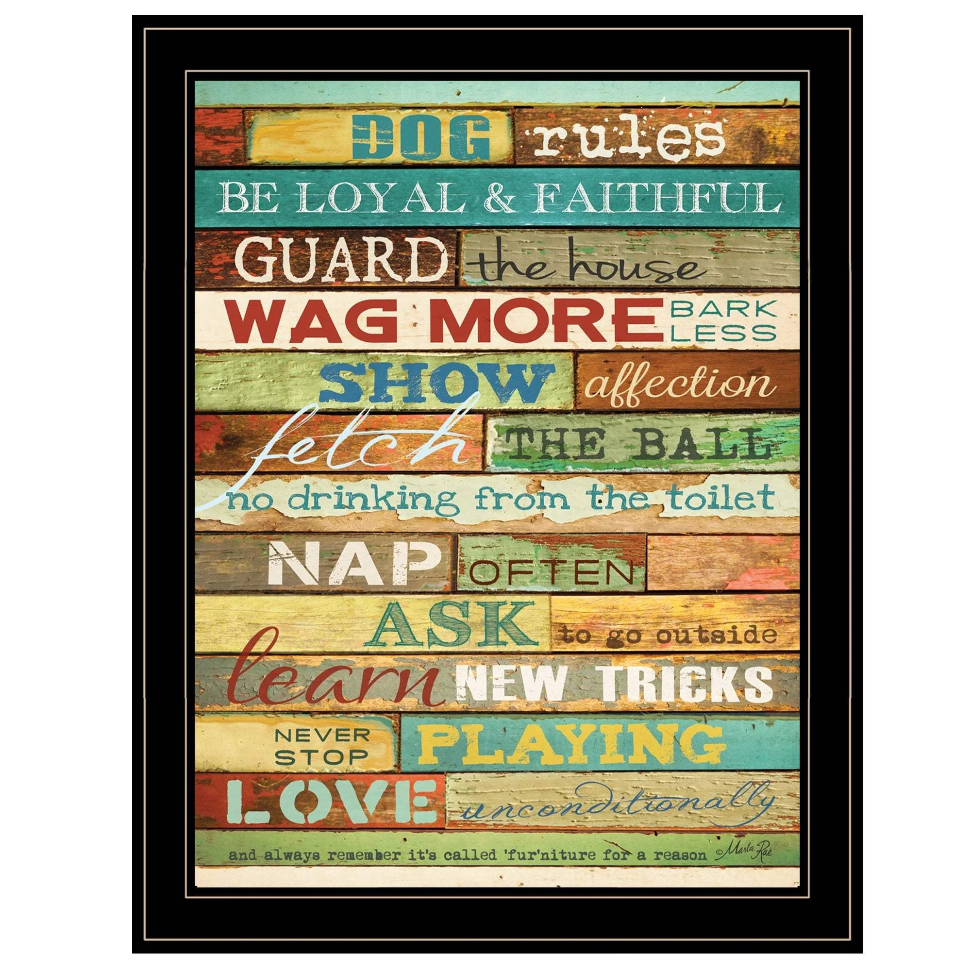 Dog Rules 7 Black Framed Print Wall Art - Image 2