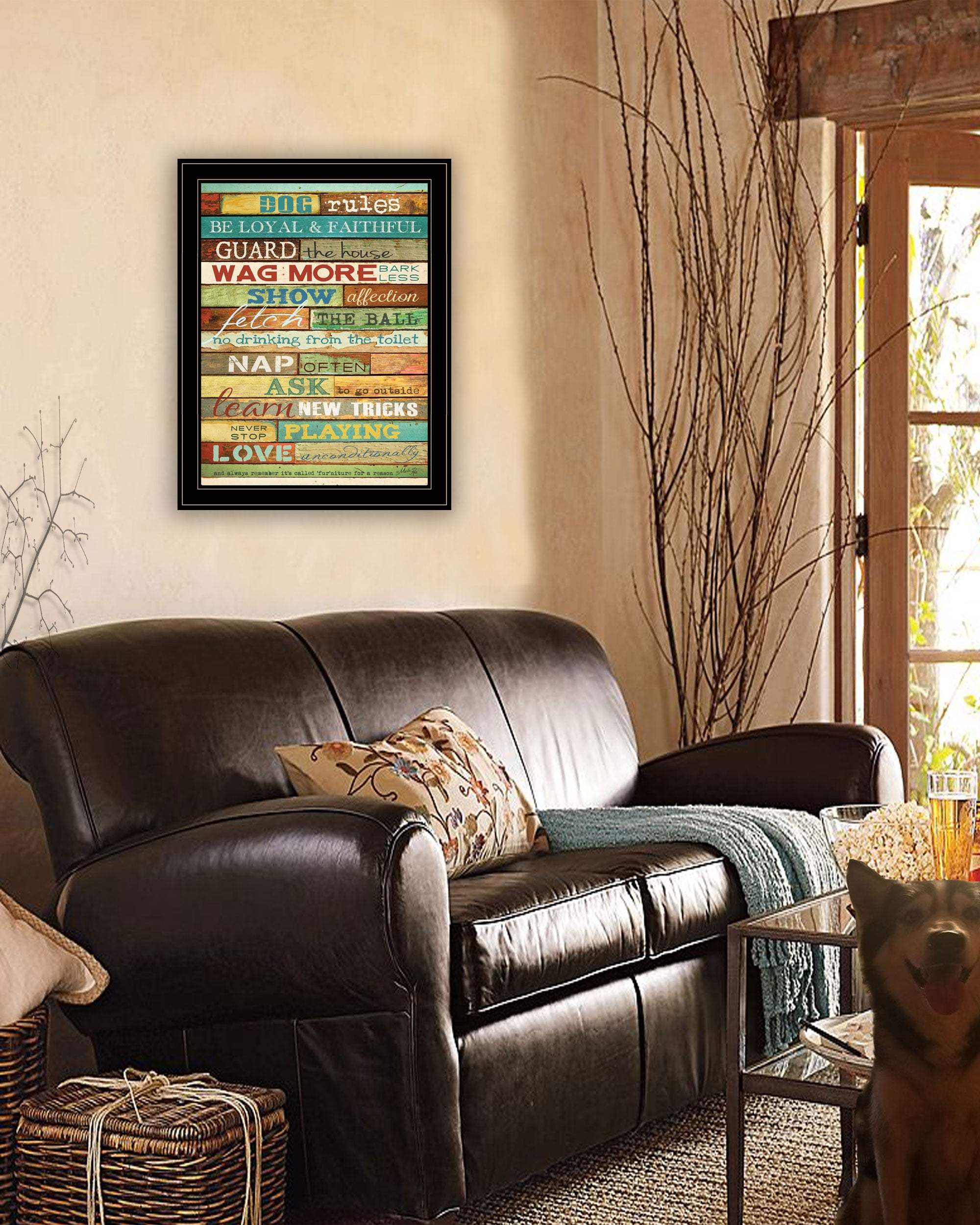 Dog Rules 7 Black Framed Print Wall Art - Image 4