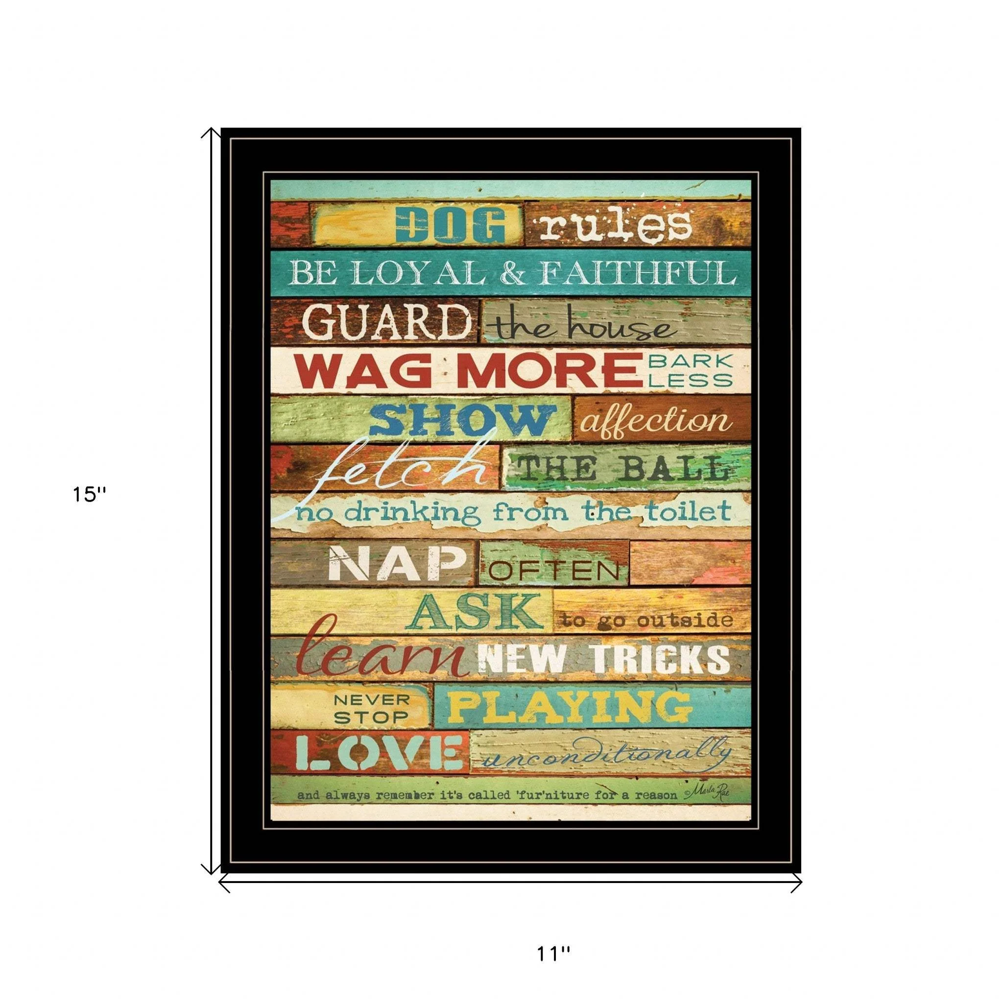 Dog Rules 7 Black Framed Print Wall Art - Image 5