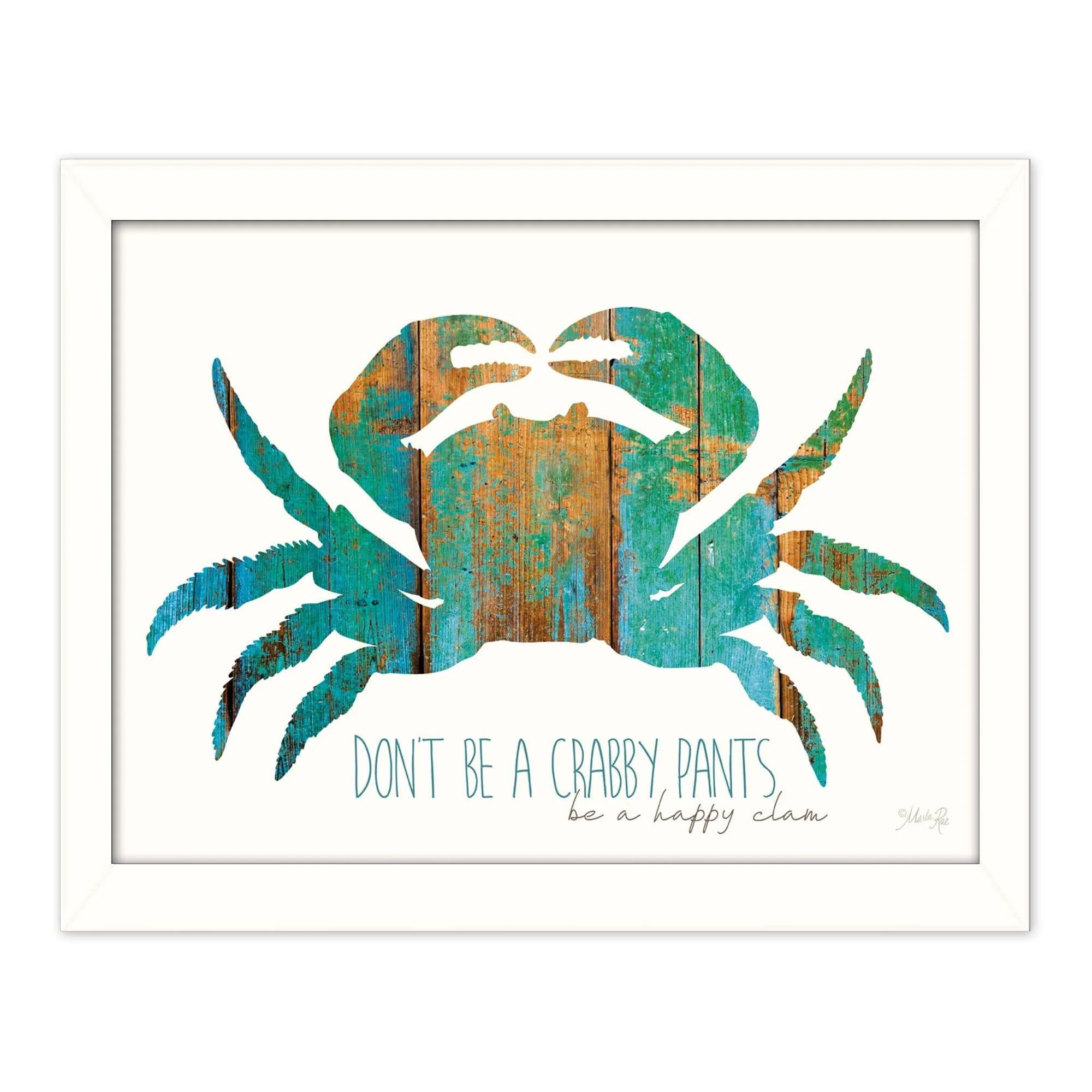 Dont be a Crabby Pants White Framed Print Wall Art - Image 2