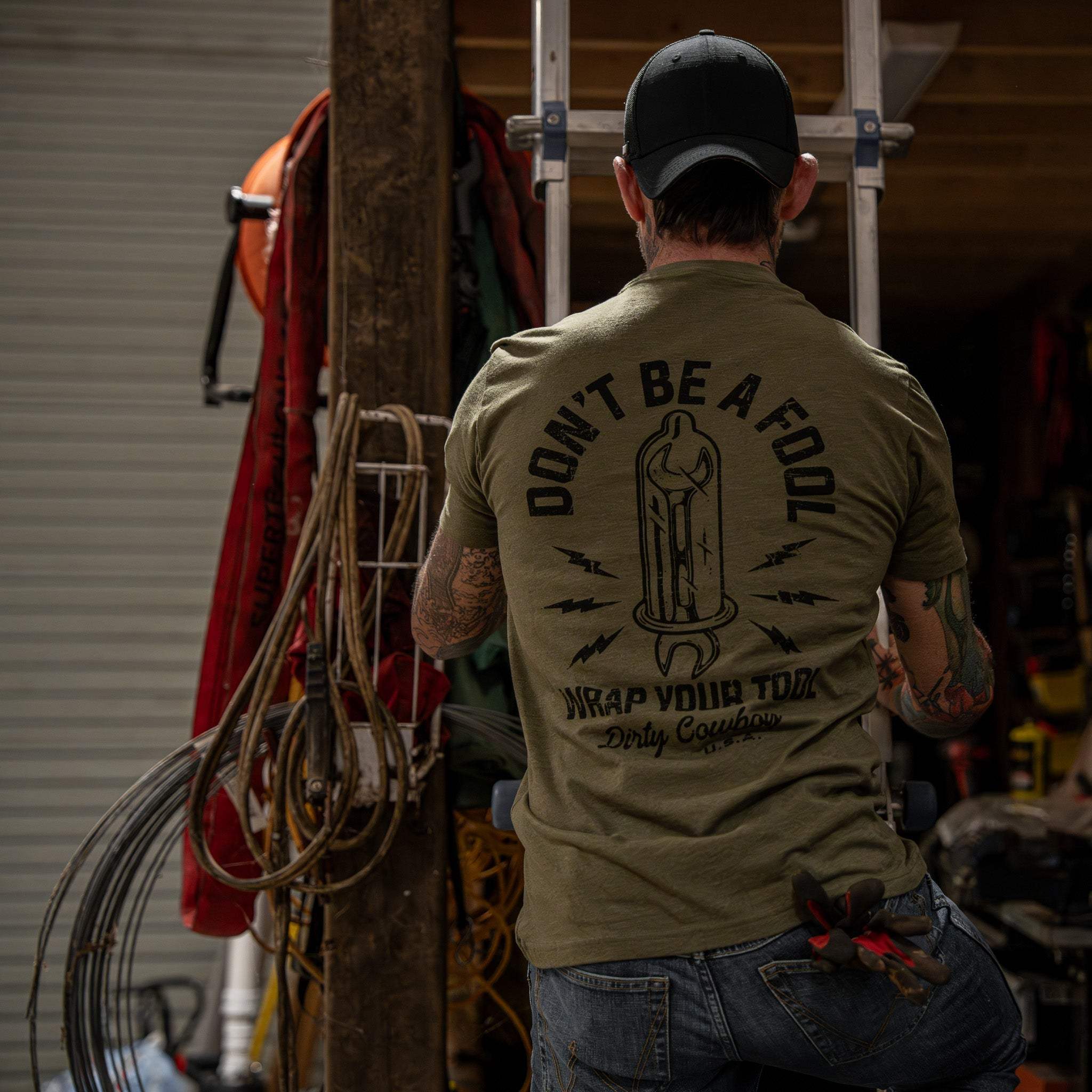 Don't Be a Fool. Wrap Your Tool Men's T-Shirt - Image 12