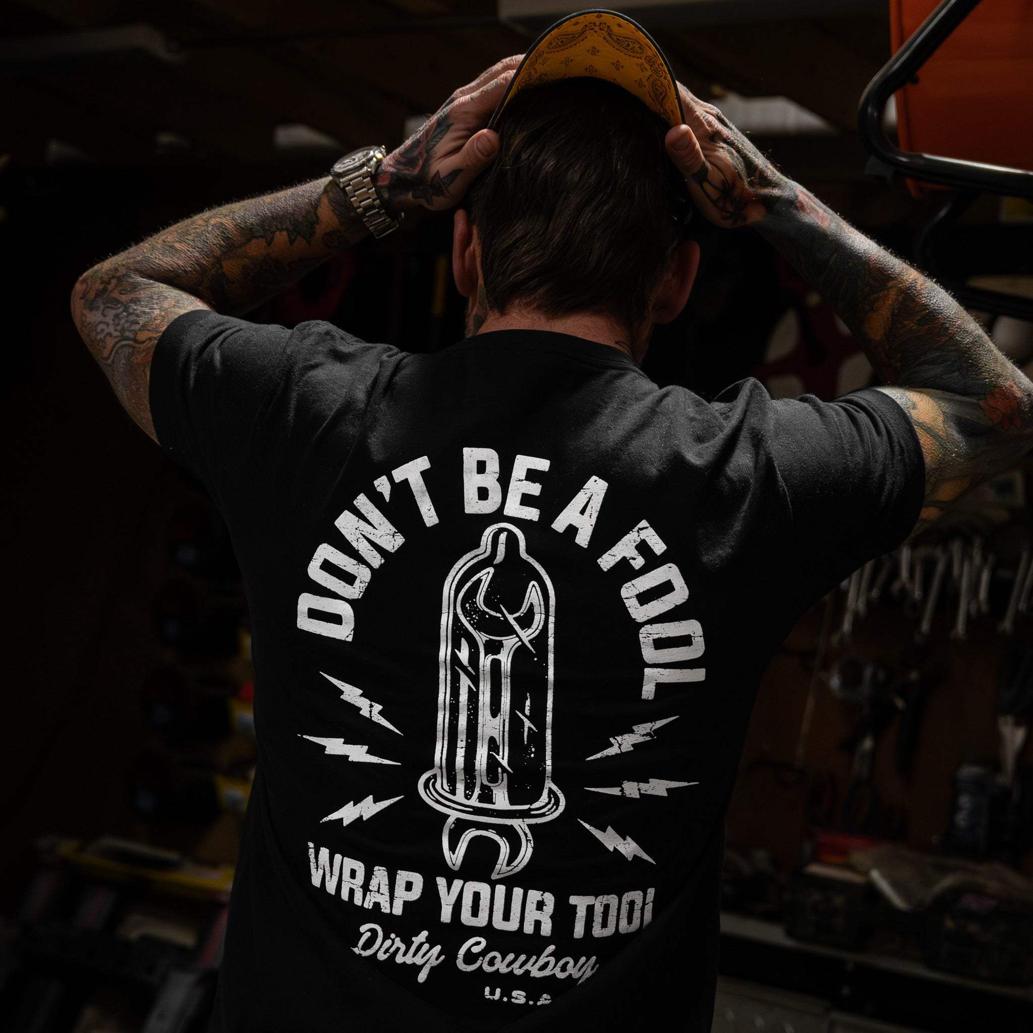 Don't Be a Fool. Wrap Your Tool Men's T-Shirt - Image 3