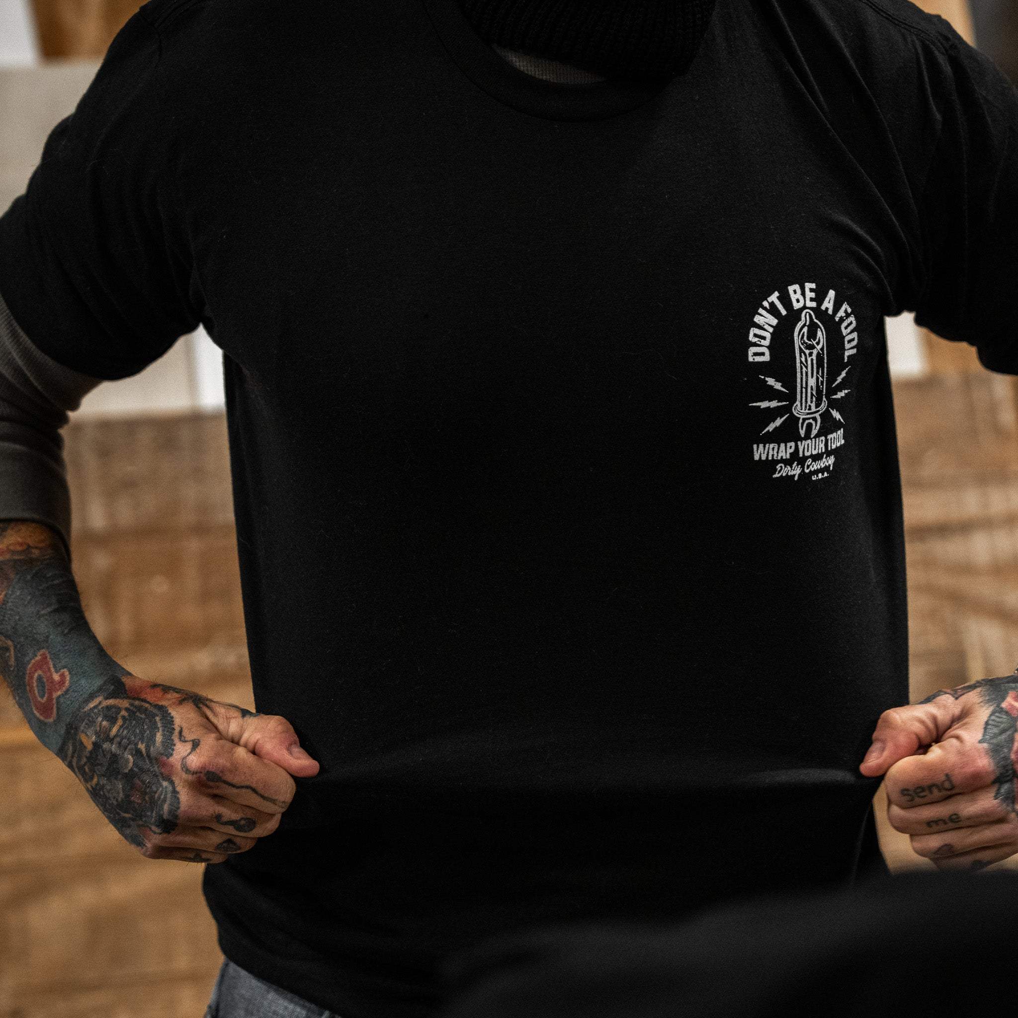 Don't Be a Fool. Wrap Your Tool Men's T-Shirt - Image 8