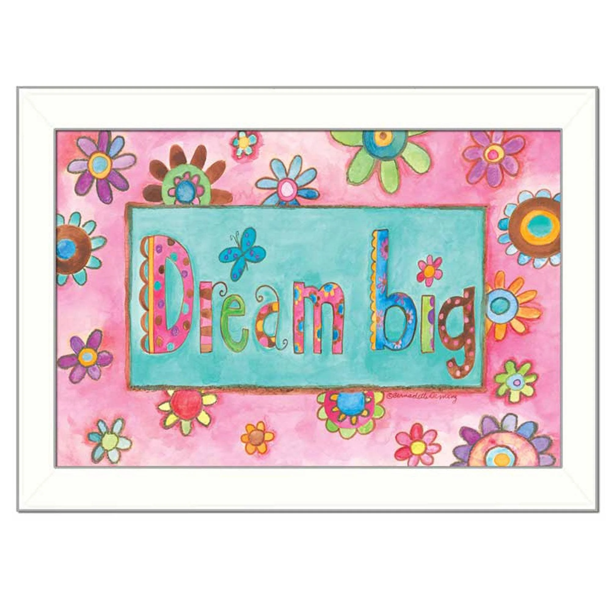Dream Big Pink Motivational White Framed Print Wall Art - Image 2