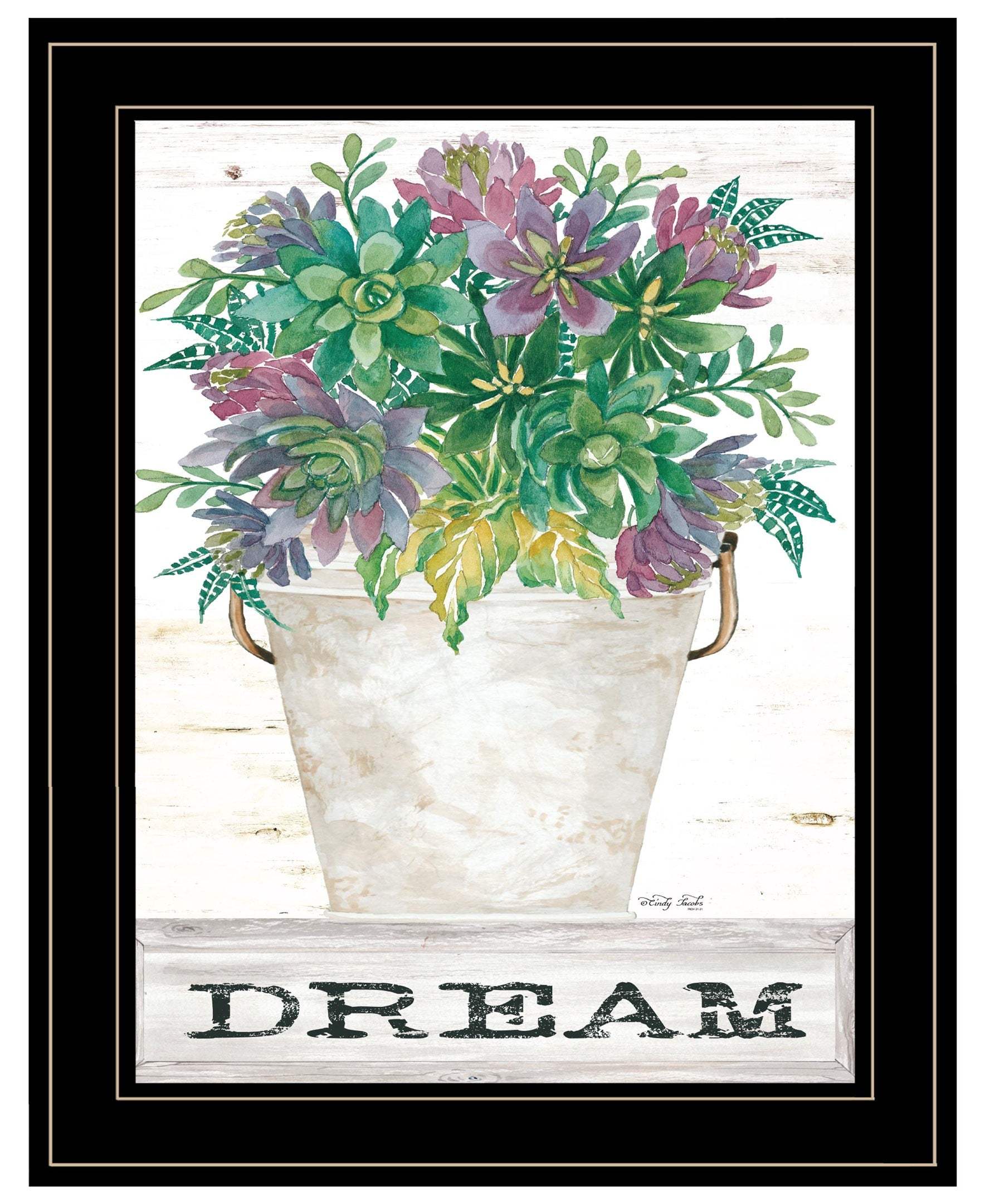 Dream Succulents 3 Black Framed Print Wall Art - Image 2