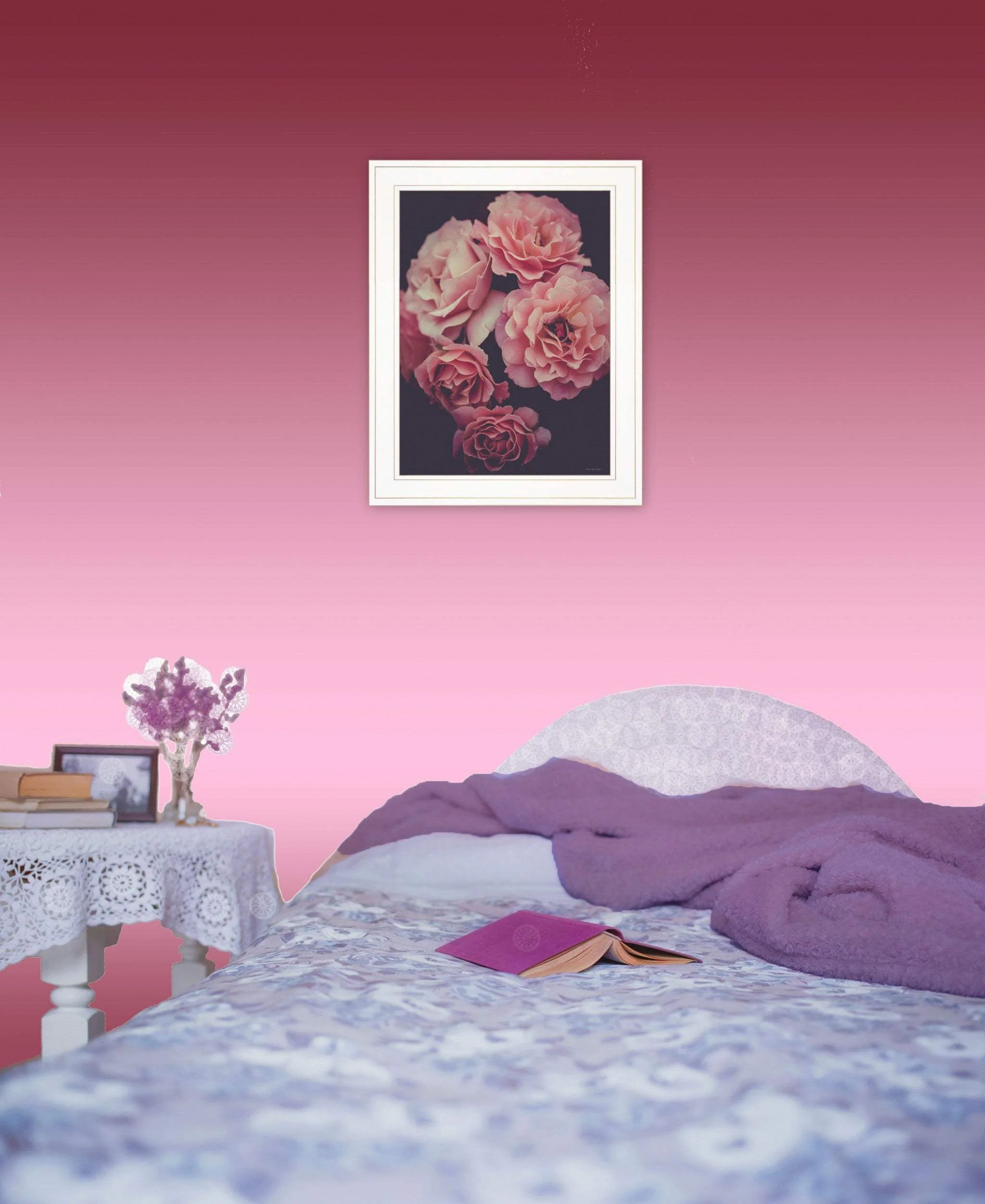 Dreamy Rose 1 White Framed Print Wall Art - Image 5