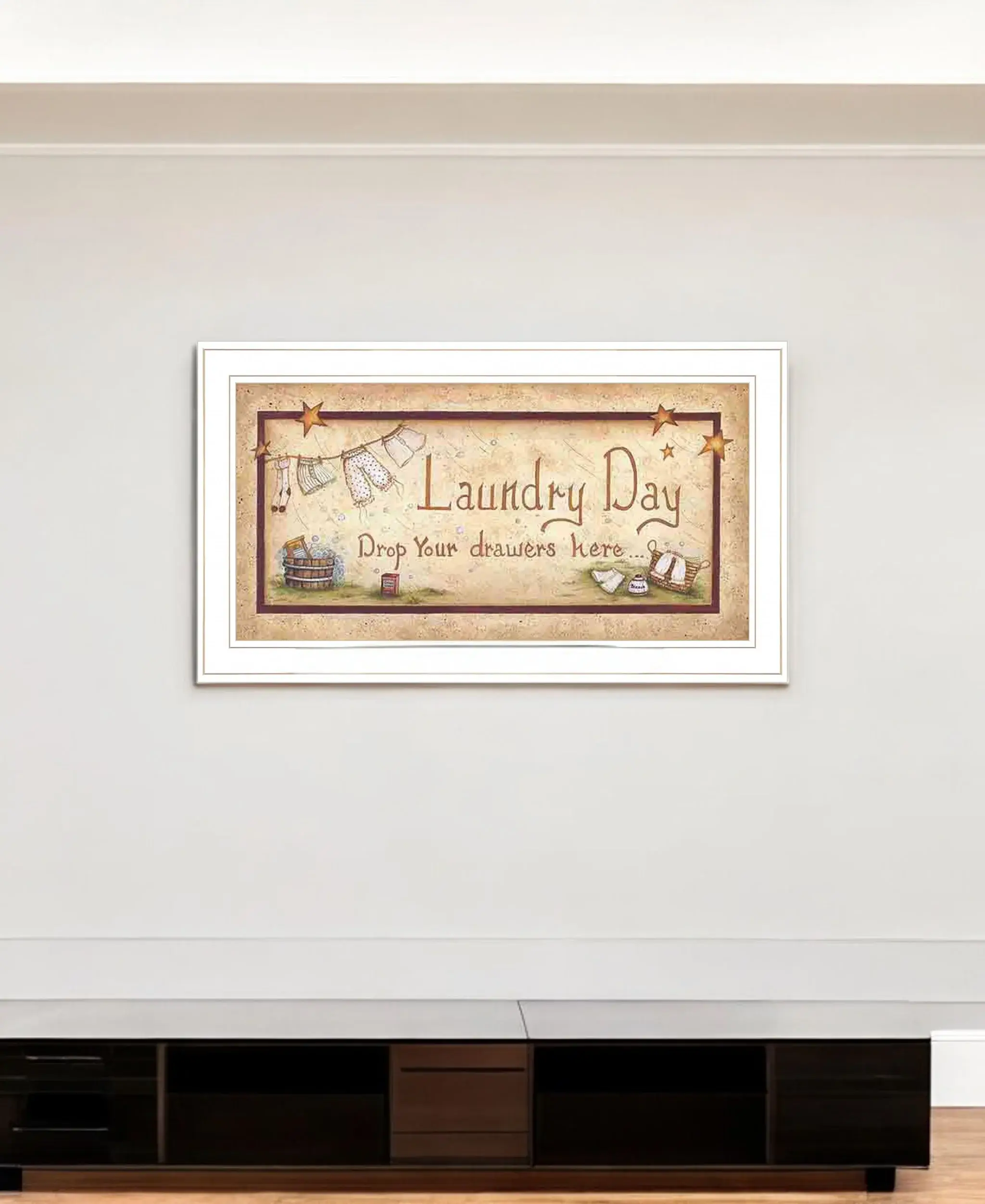 Drop Your Drawers Here White Framed Print Bathroom Wall Art - Image 3