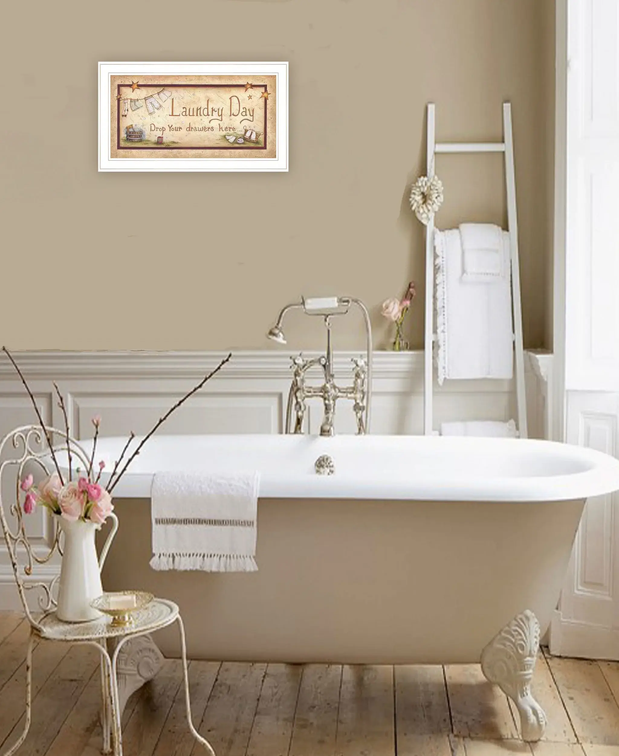 Drop Your Drawers Here White Framed Print Bathroom Wall Art - Image 6