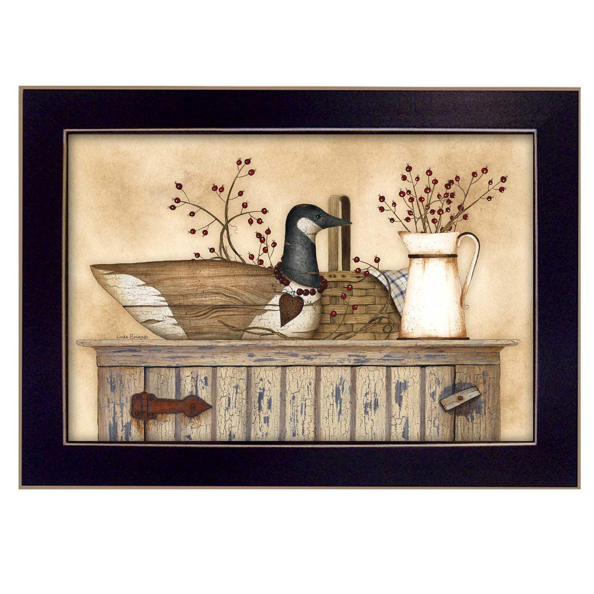 Duck and Berry Still Life Black Framed Print Wall Art - Image 2