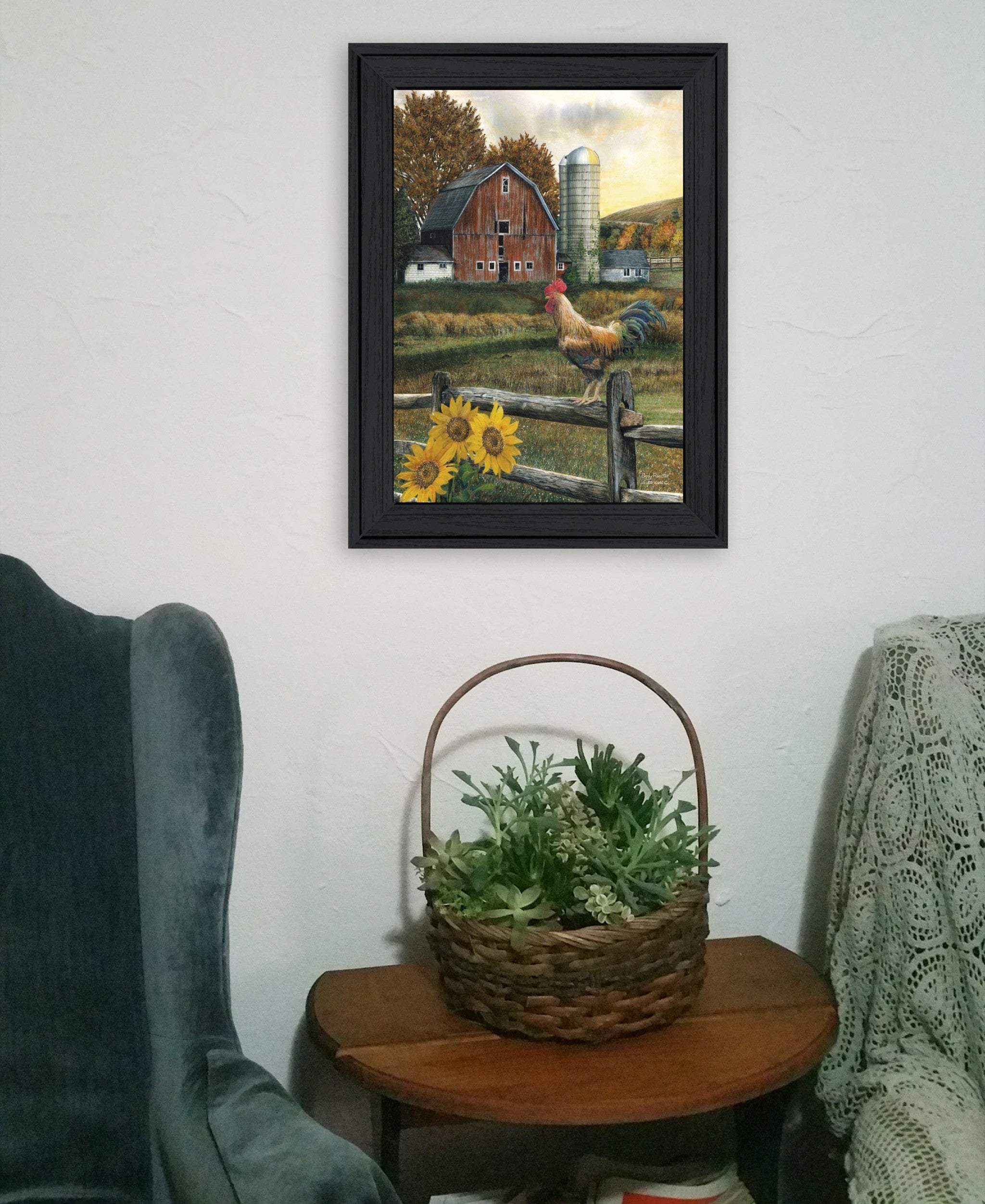 Early Rooster 3 Black Framed Print Wall Art - Image 5