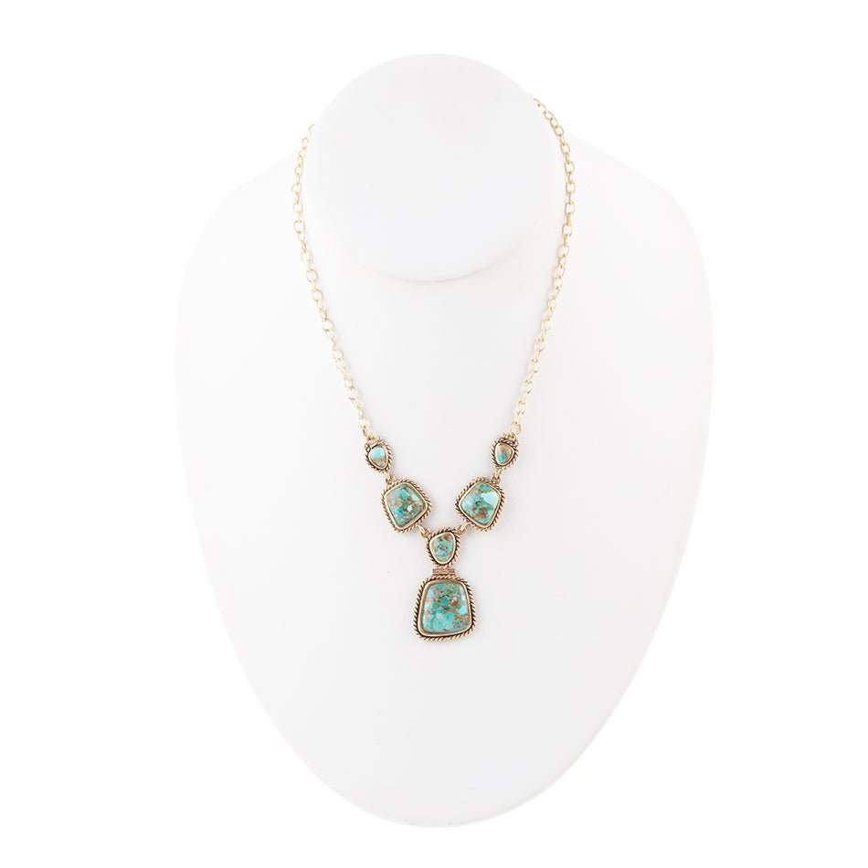 Earth and Sky Blue Turquoise Golden Necklace - Image 3
