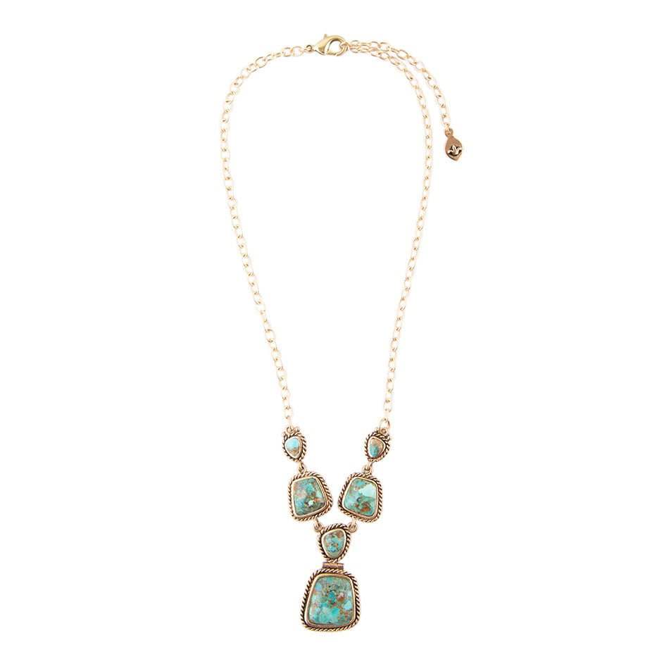 Earth and Sky Blue Turquoise Golden Necklace - Image 5