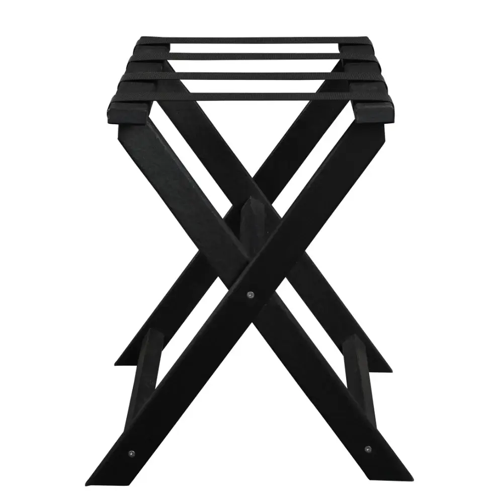 Earth Friendly Black Folding Luggage Rack With Black Straps - Image 2