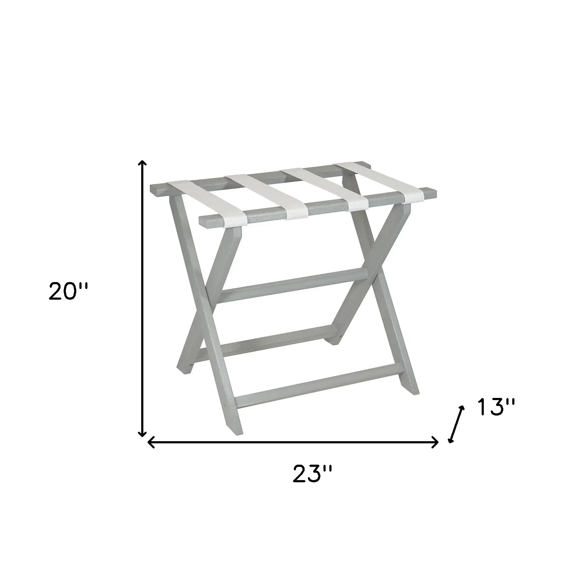 Earth Friendly Light Gray Folding Luggage Rack With White Straps - Image 7
