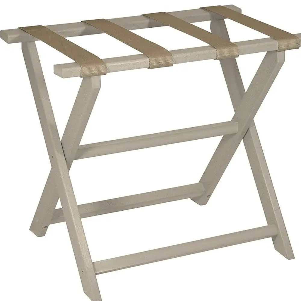 Earth Friendly Taupe Folding Luggage Rack With Dark Tan Straps - Image 6