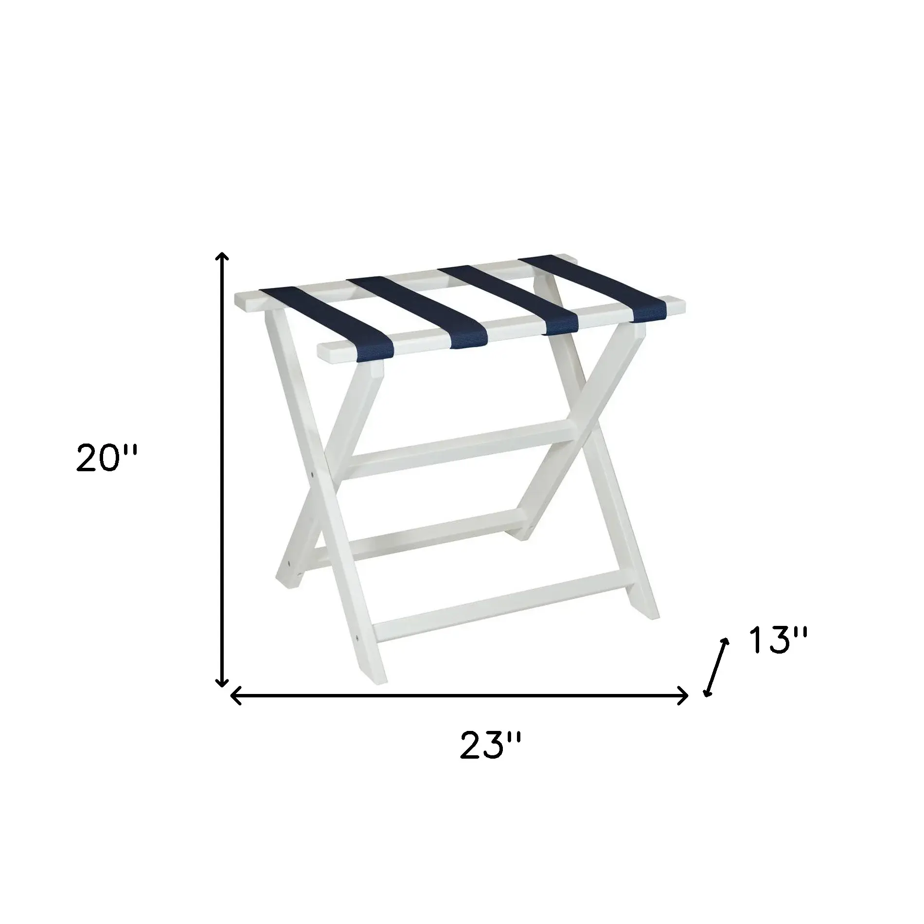 Earth Friendly White Folding Luggage Rack With Navy Straps - Image 7