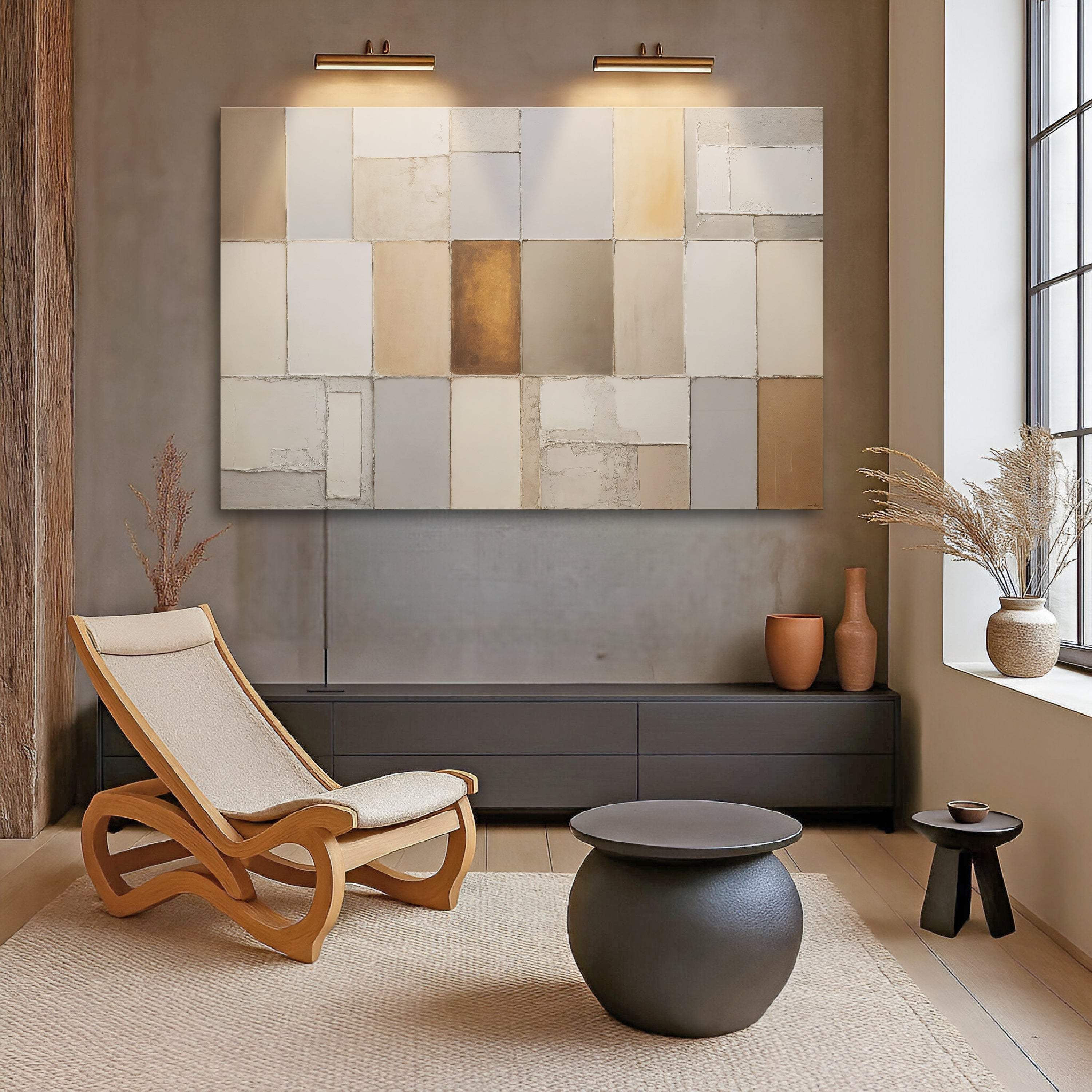 Earth Tones Patchwork Geometric Wall Art - Image 3