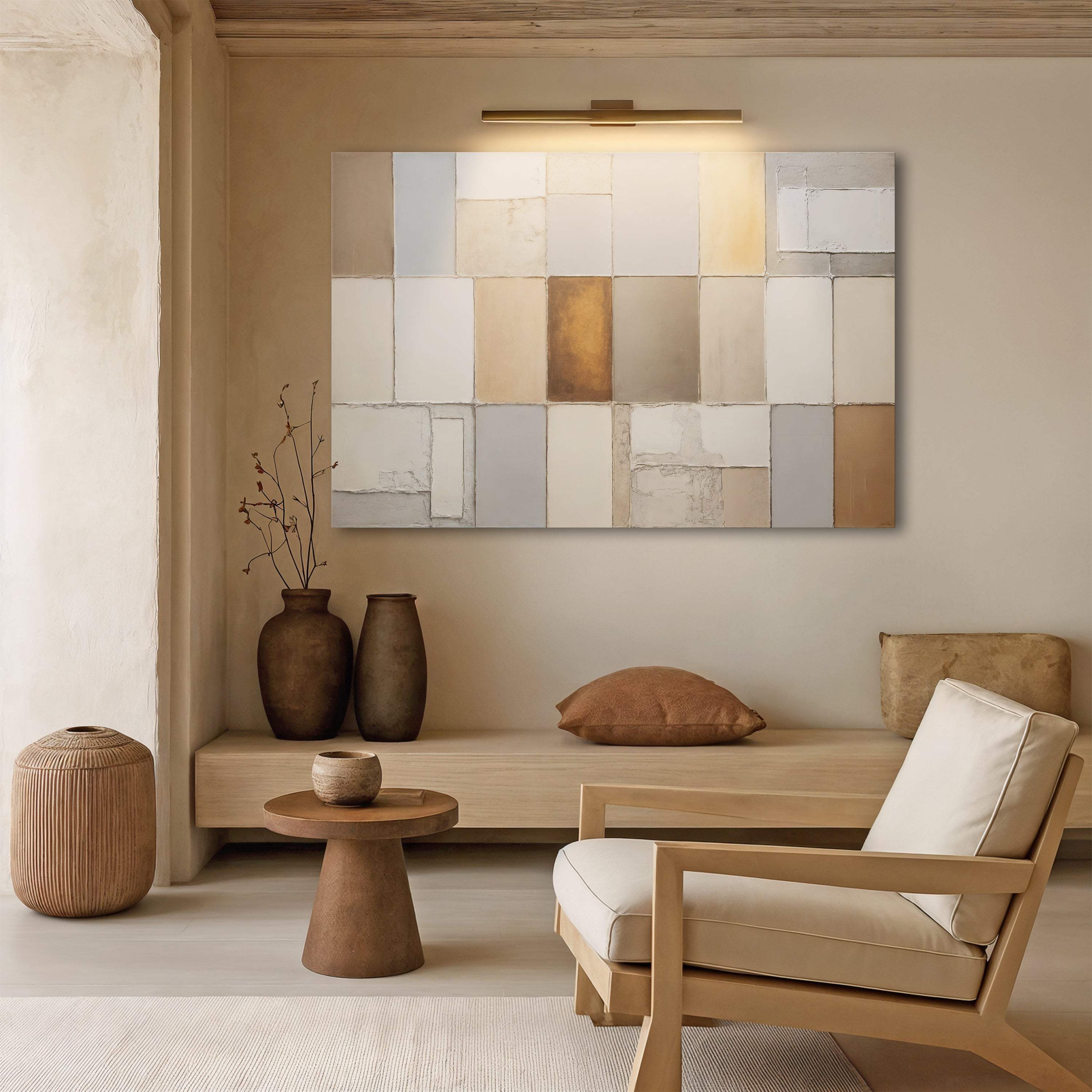Earth Tones Patchwork Geometric Wall Art - Image 4