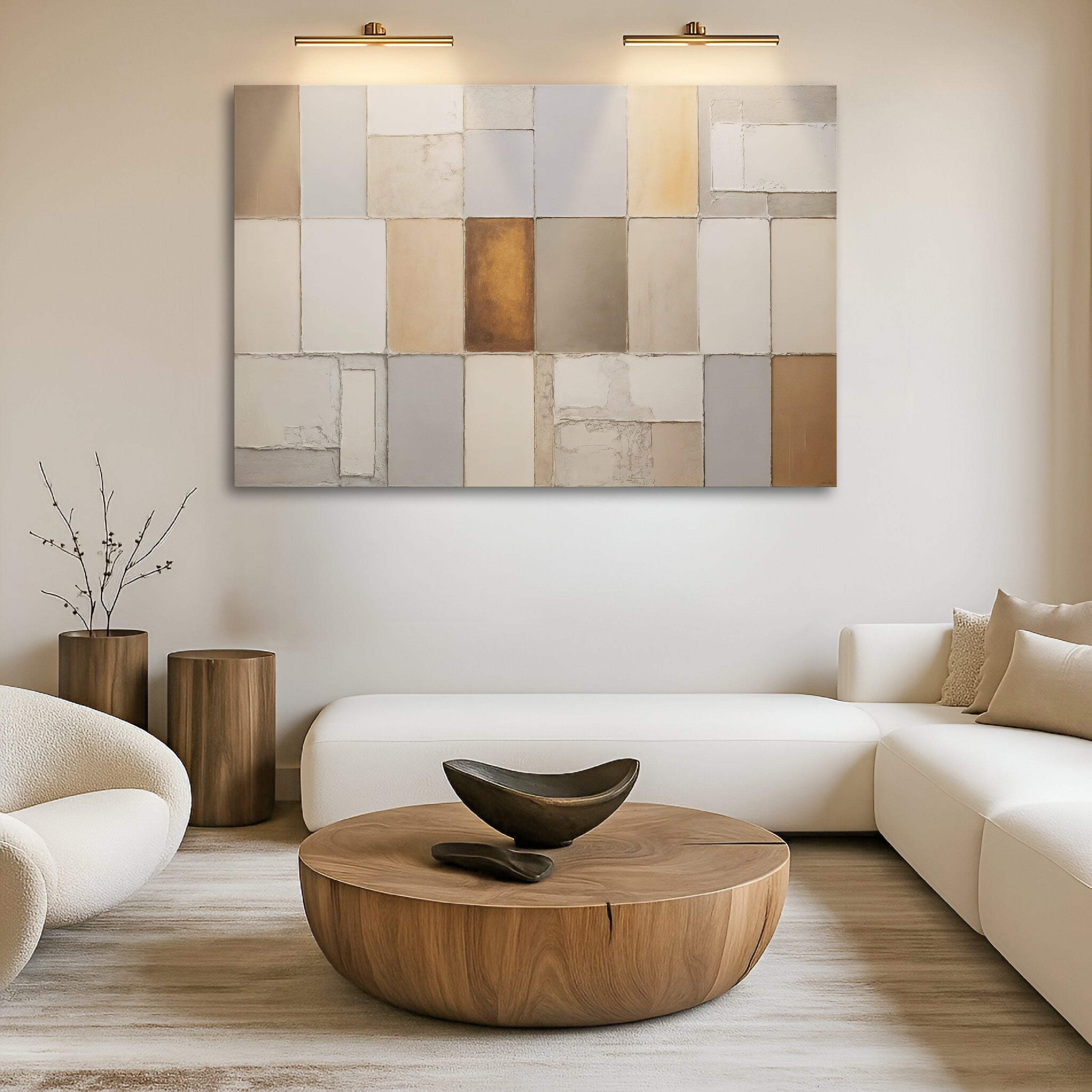 Earth Tones Patchwork Geometric Wall Art - Image 5