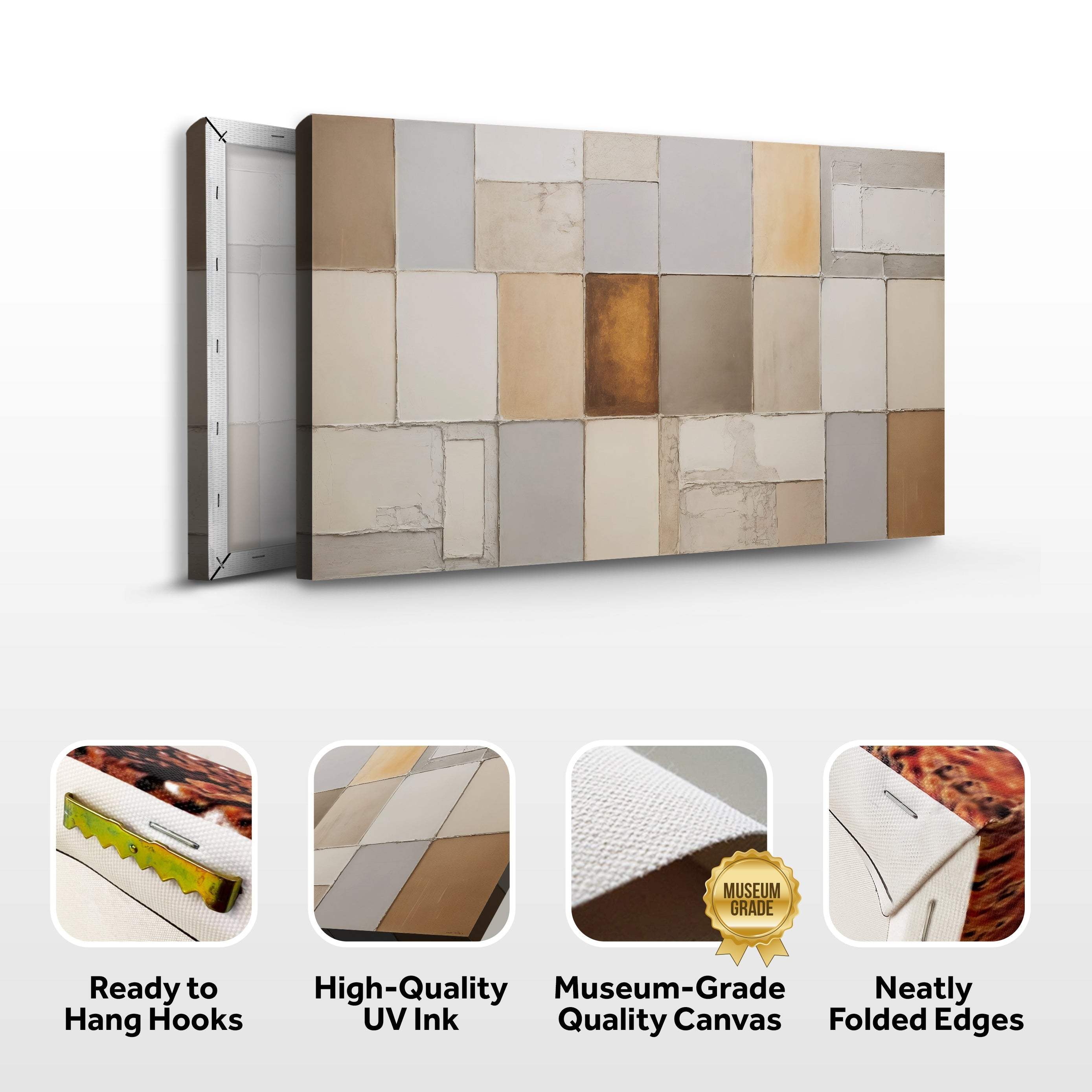 Earth Tones Patchwork Geometric Wall Art - Image 9