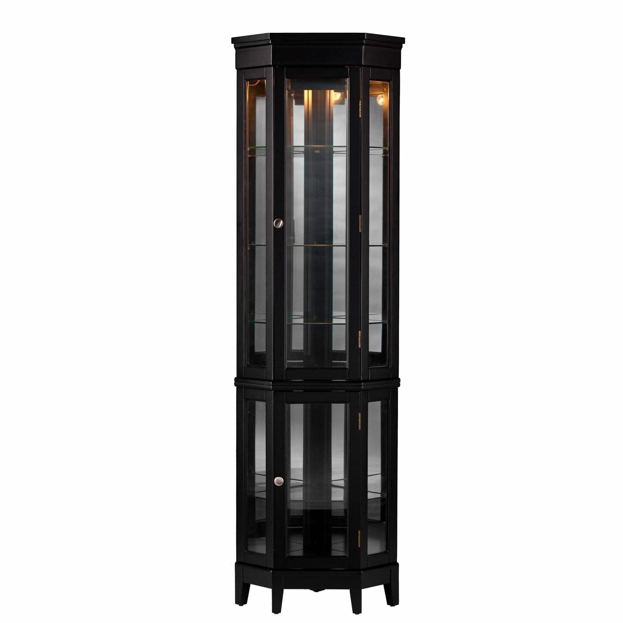 Elegant Black Lighted Curio Cabinet - Image 2