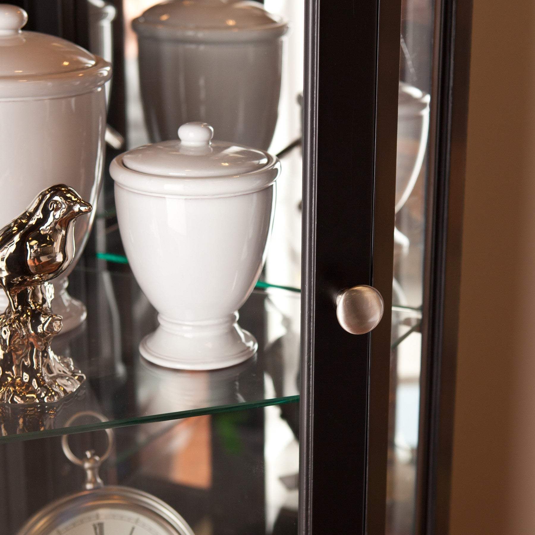Elegant Black Lighted Curio Cabinet - Image 5