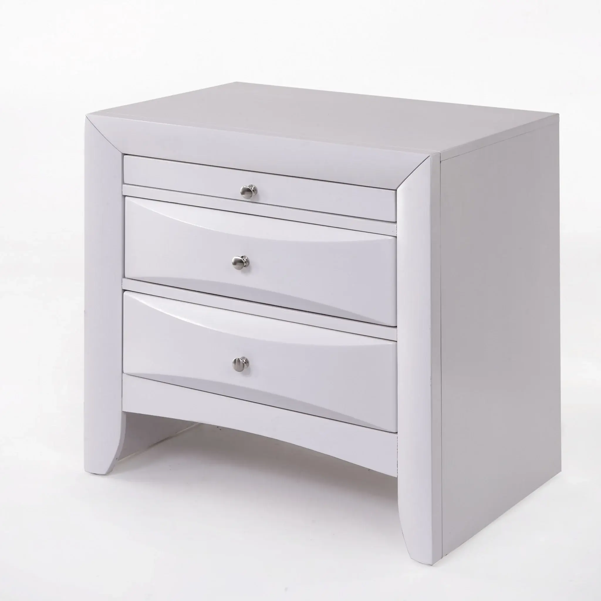 Elegant White 3 Drawer Nightstand - Image 2