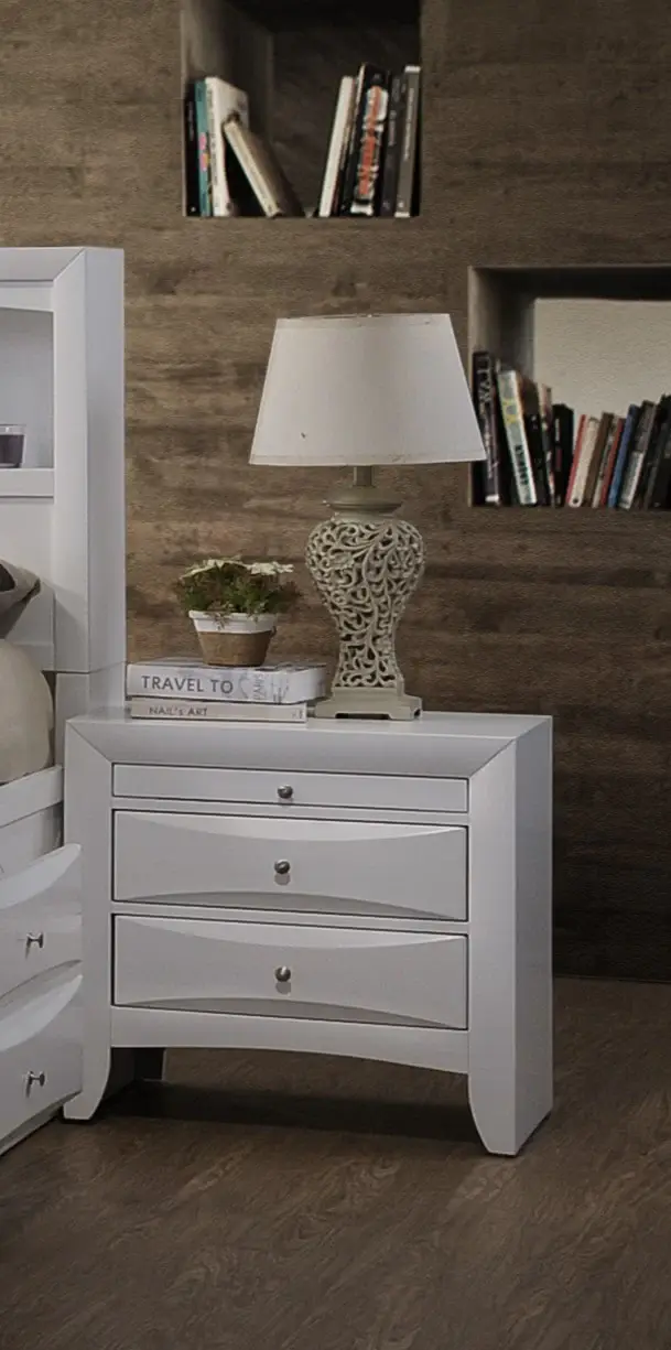 Elegant White 3 Drawer Nightstand - Image 3