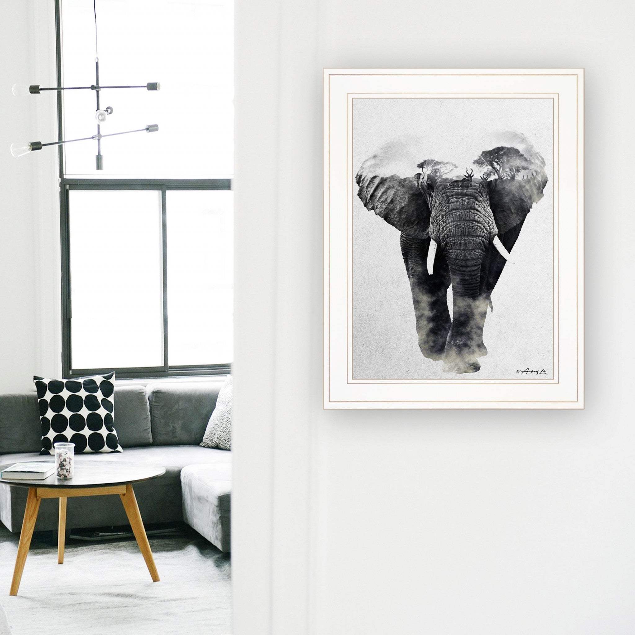 Elephant Walk 1 White Framed Print Wall Art - Image 4