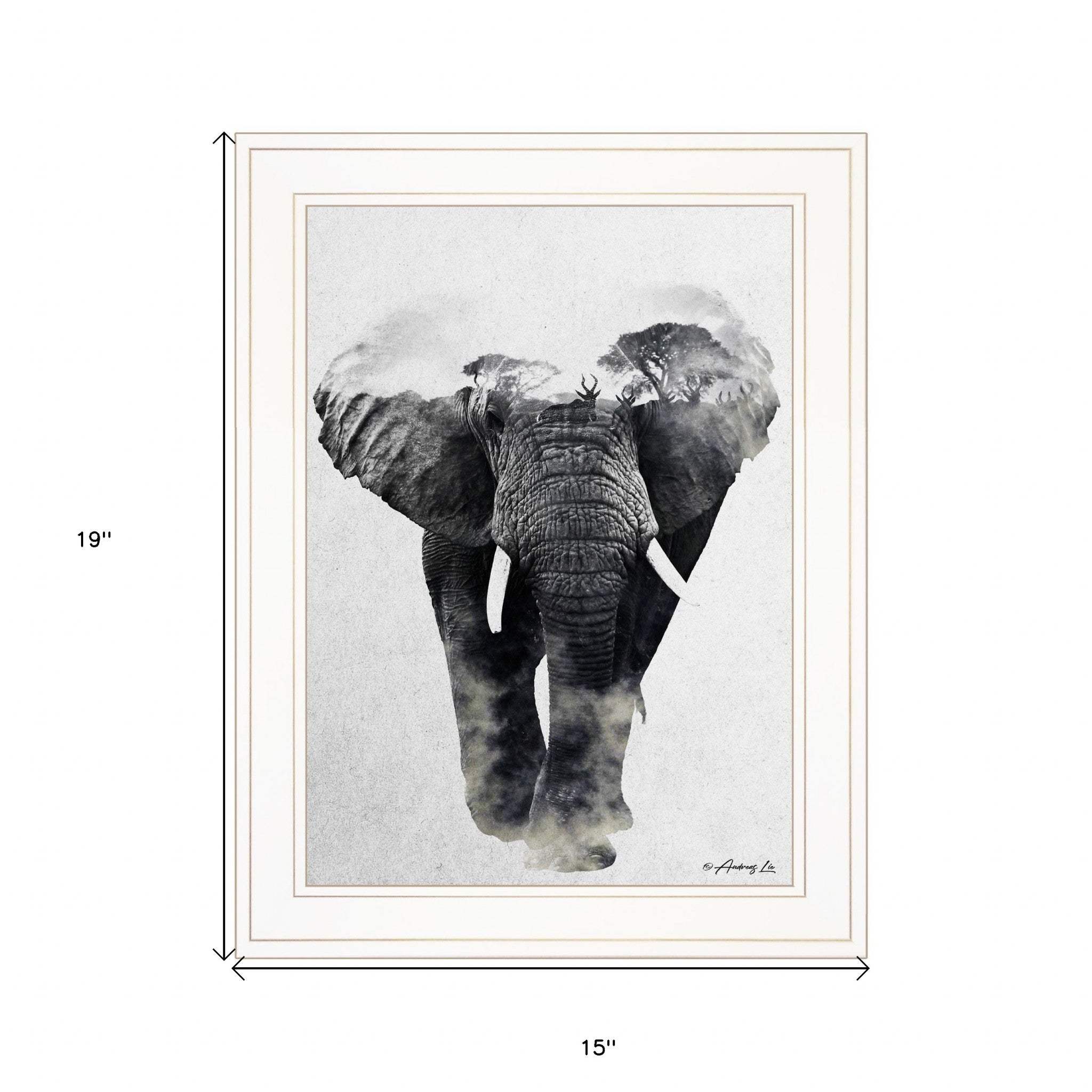 Elephant Walk 1 White Framed Print Wall Art - Image 5