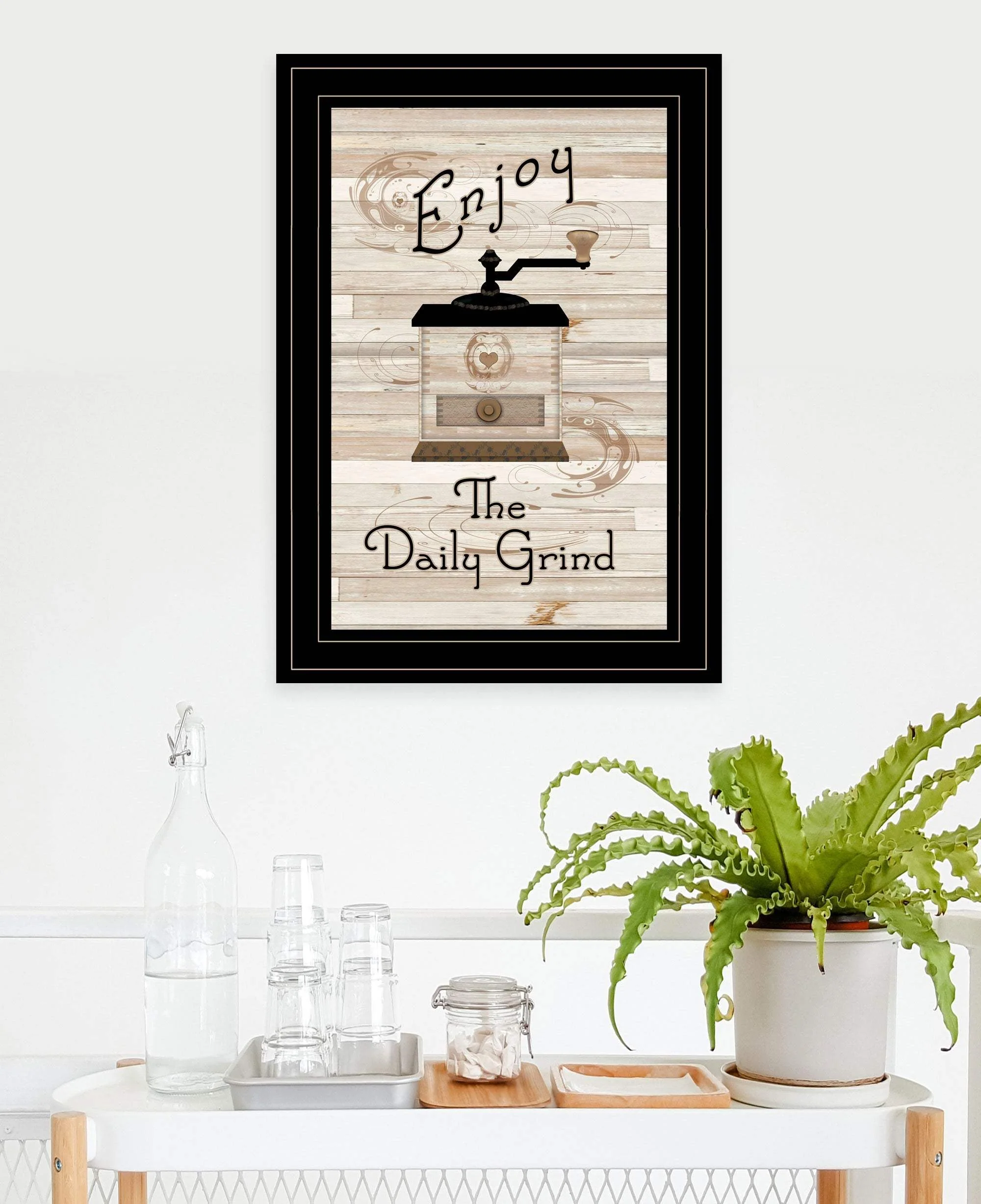 Enjoy the Daily Grind 2 Black Framed Print Kitchen Wall Art - Image 4