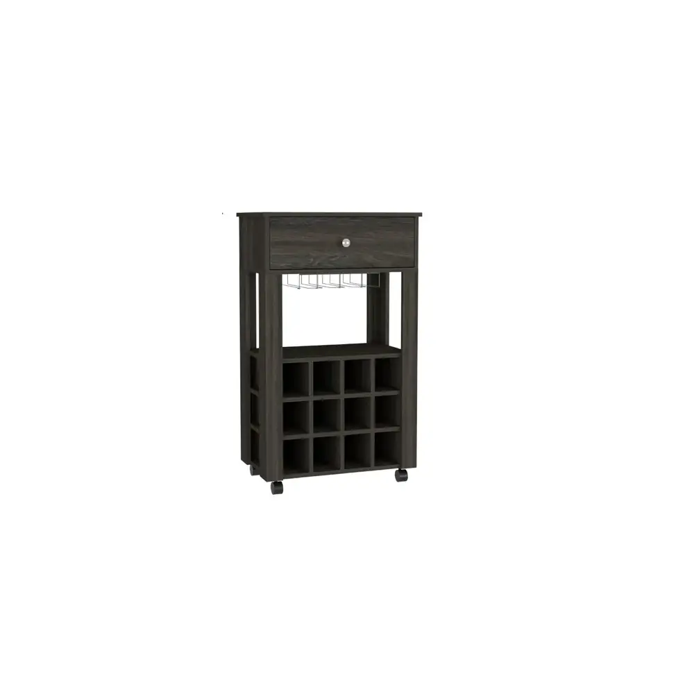 Espresso Rolling Bar Cart With Wine Storage - Image 3