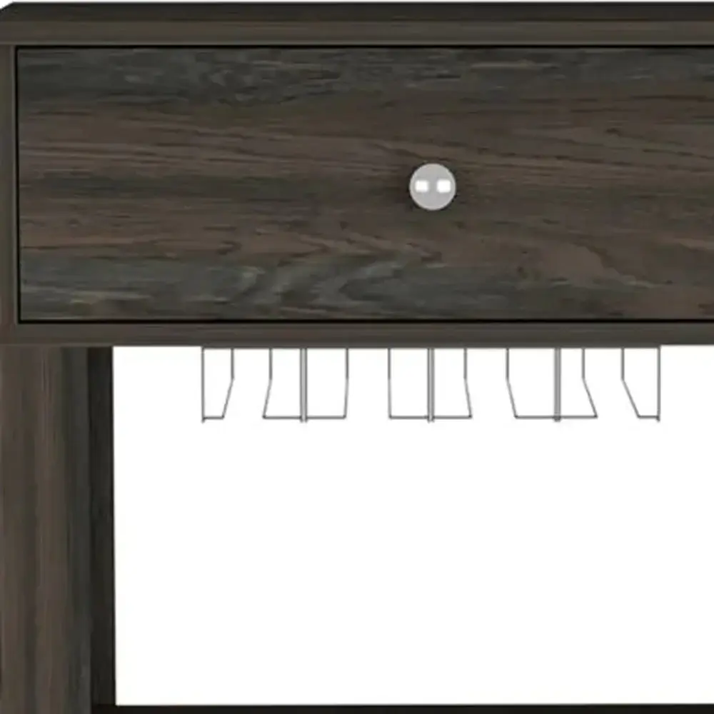 Espresso Rolling Bar Cart With Wine Storage - Image 4