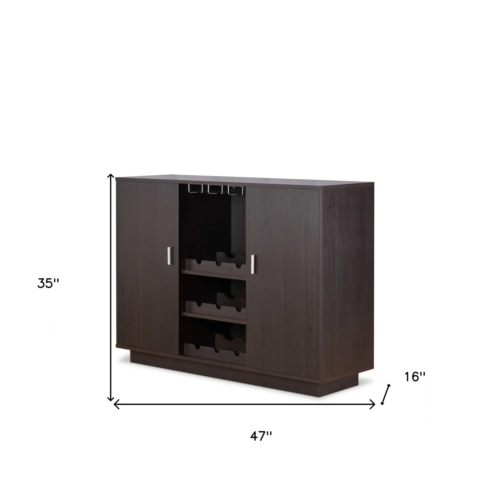 Espresso Wood Finish Wine And Stemware Cabinet - Image 4