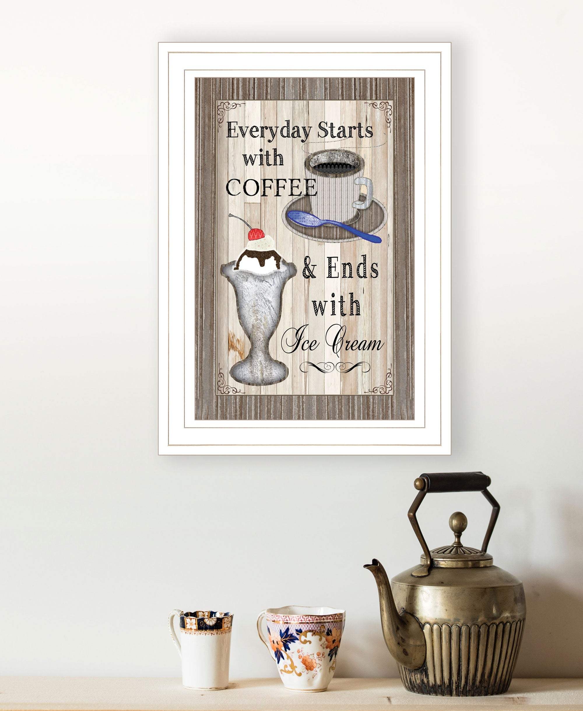 Everyday Starts with Coffee 1 White Framed Print Wall Art - Image 3