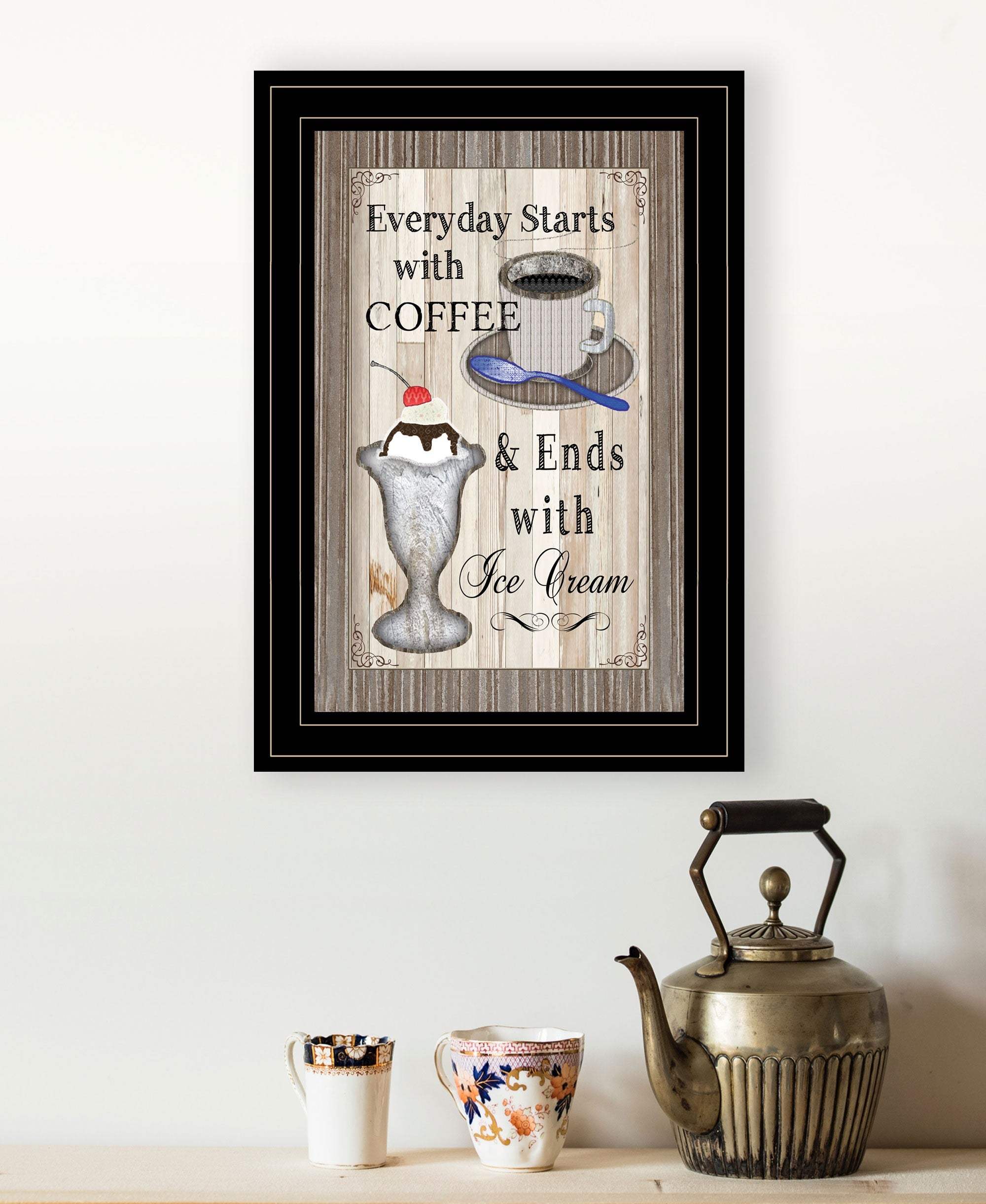 Everyday Starts with Coffee 2 Black Framed Print Wall Art - Image 3