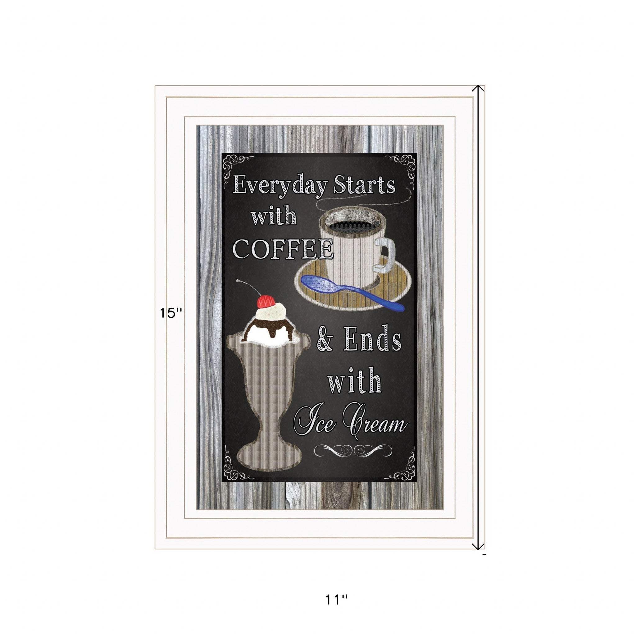Everyday Starts with Coffee Chalkboard Framed 1 White Framed Print Kitchen Wall Art - Image 6