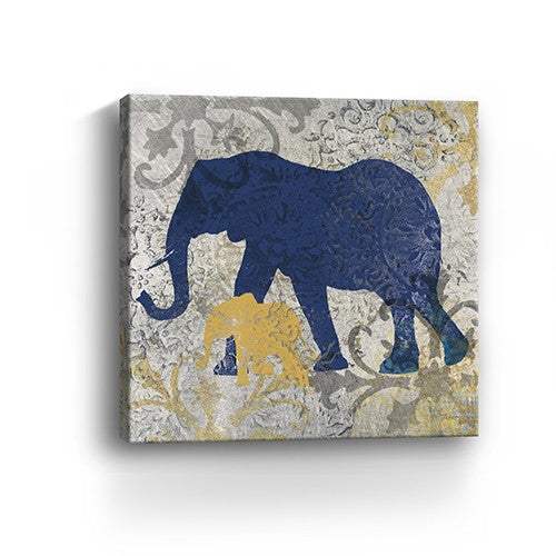 Exotic Blue And Gold Elephant Unframed Print Wall Art - Image 2