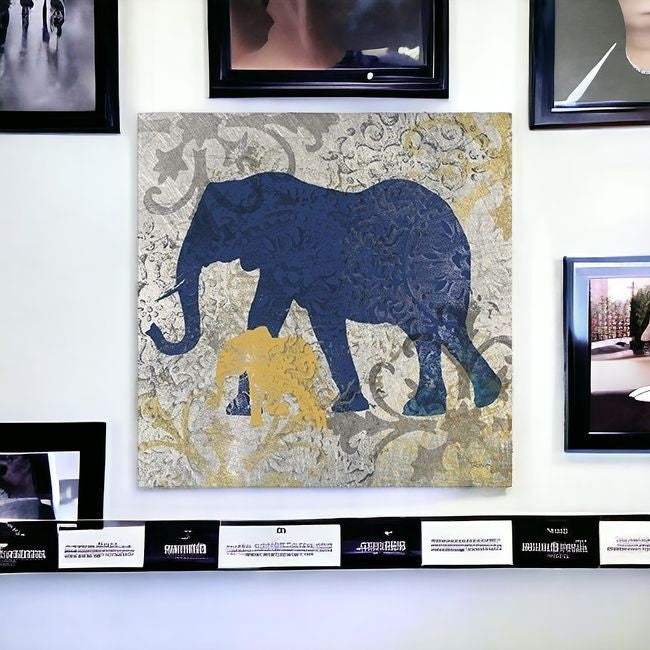 Exotic Blue And Gold Elephant Unframed Print Wall Art - Image 7