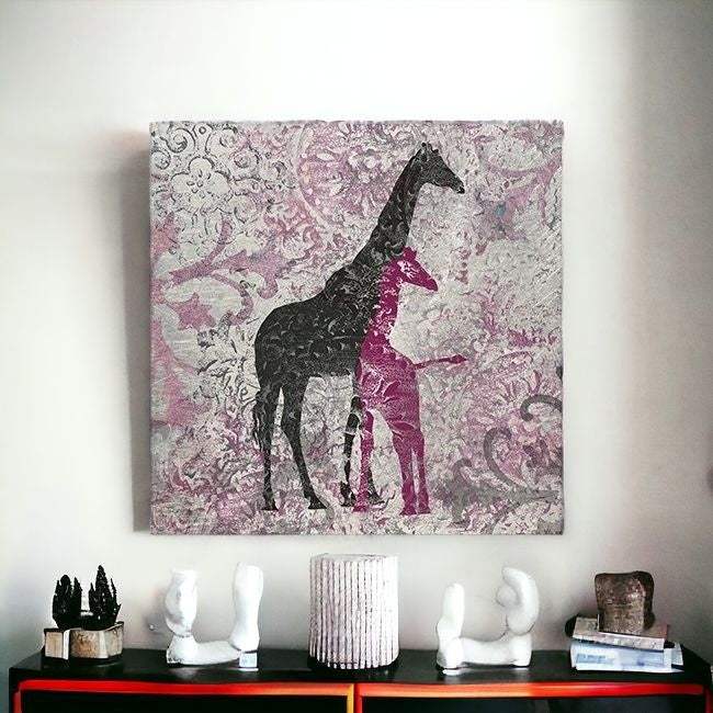 Exotic Pink Giraffes Unframed Print Wall Art - Image 4