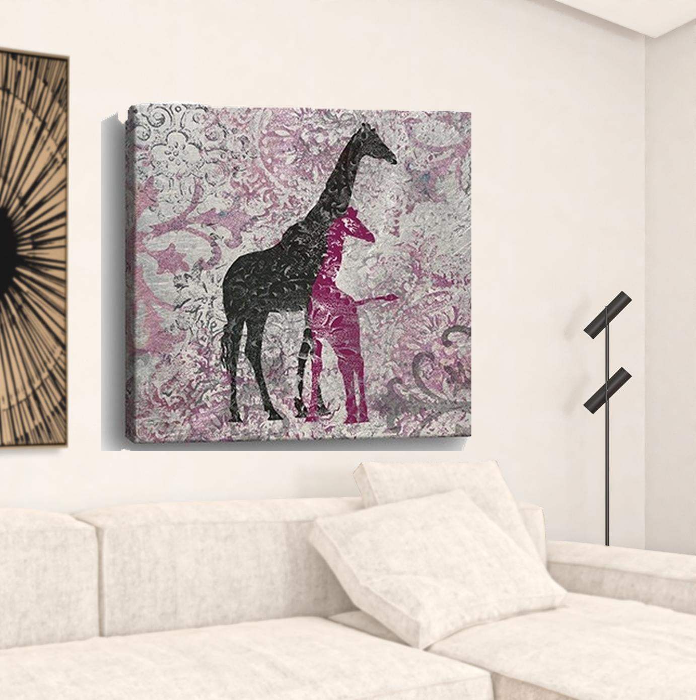 Exotic Pink Giraffes Unframed Print Wall Art - Image 3