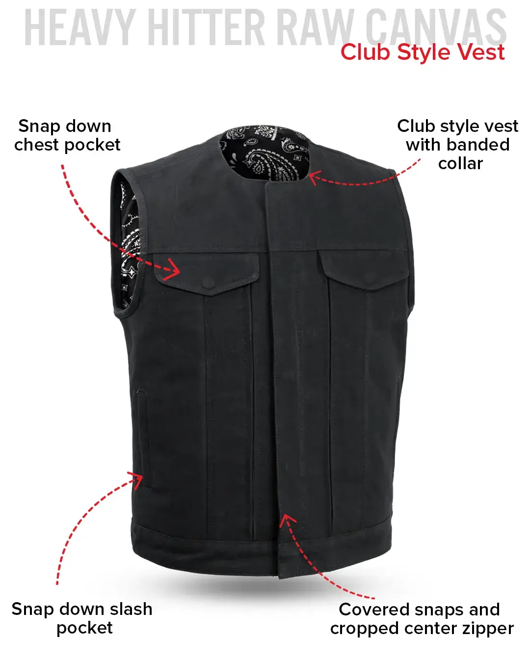 Fairfax V2 Men's Motorcycle Canvas Vest - Image 5