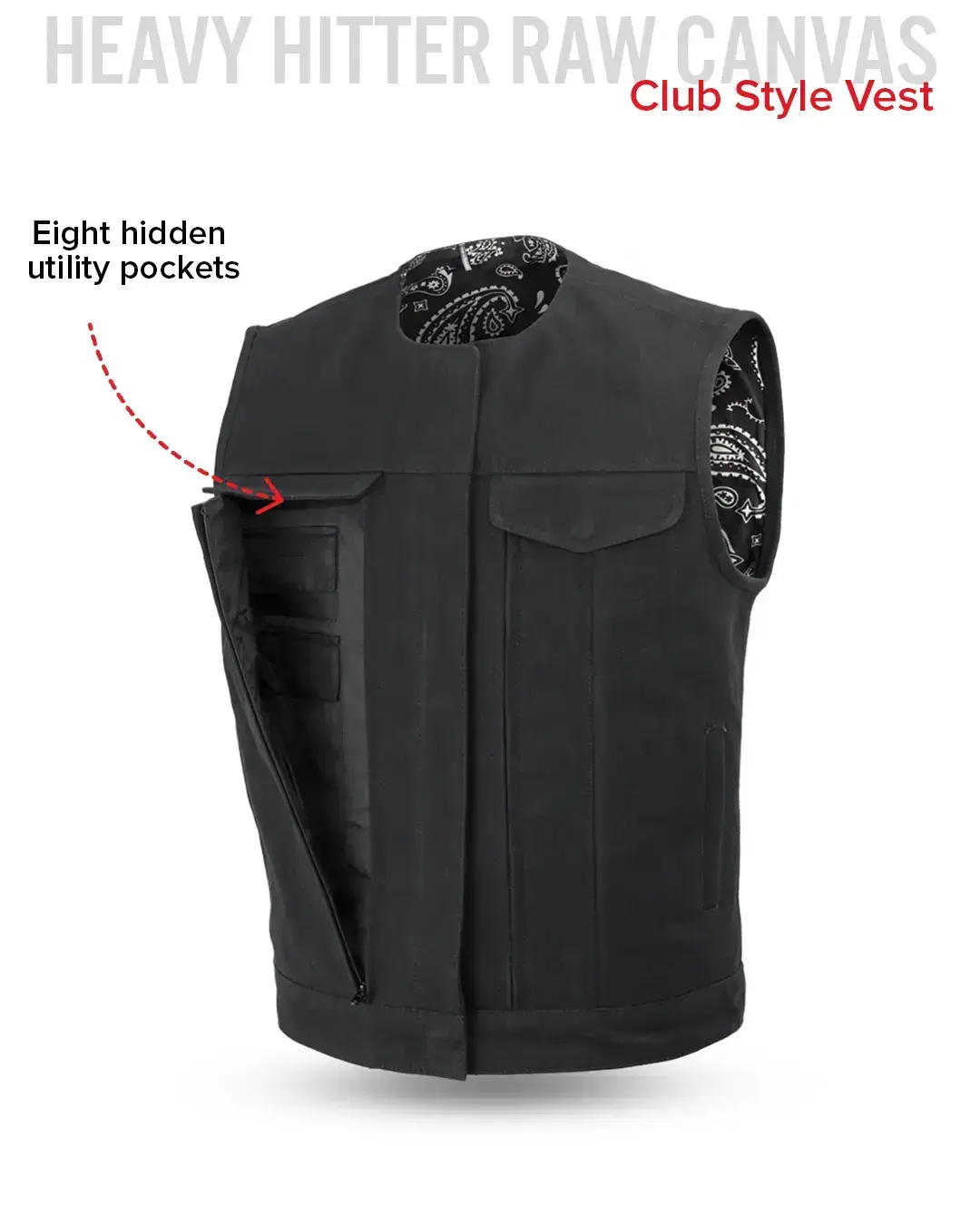 Fairfax V2 Men's Motorcycle Canvas Vest - Image 7